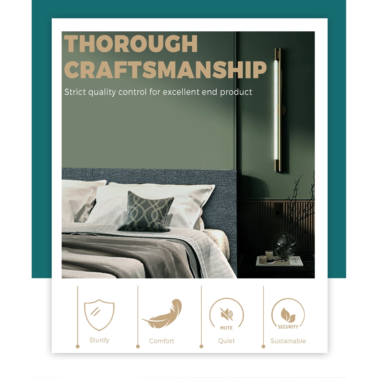 Bed Frame King Single Size Base Mattress Platform Fabric Wooden Solid Slat Grey - Sunyee