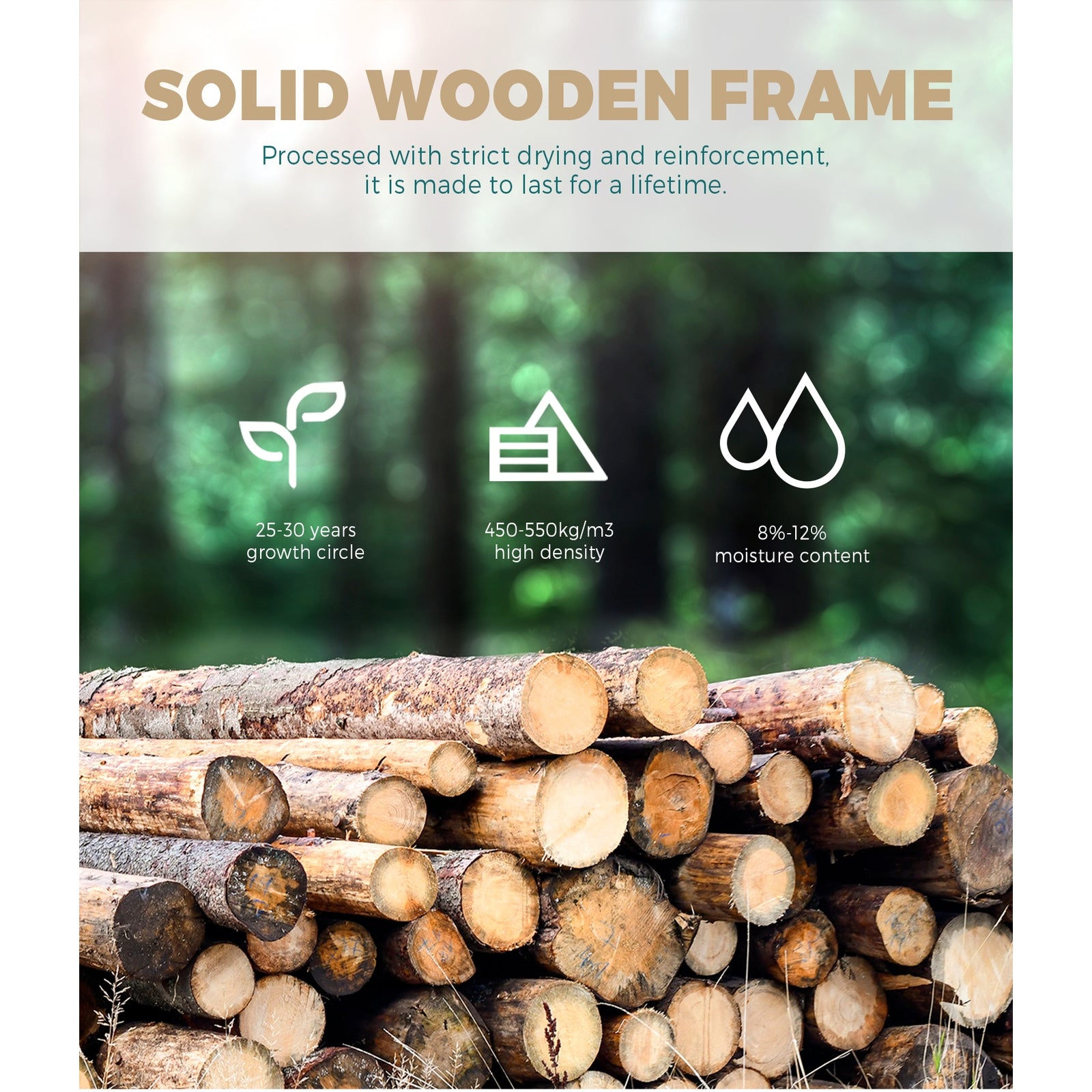 Bed Frame King Single Size Base Mattress Platform Fabric Wooden Solid Slat Grey - Sunyee