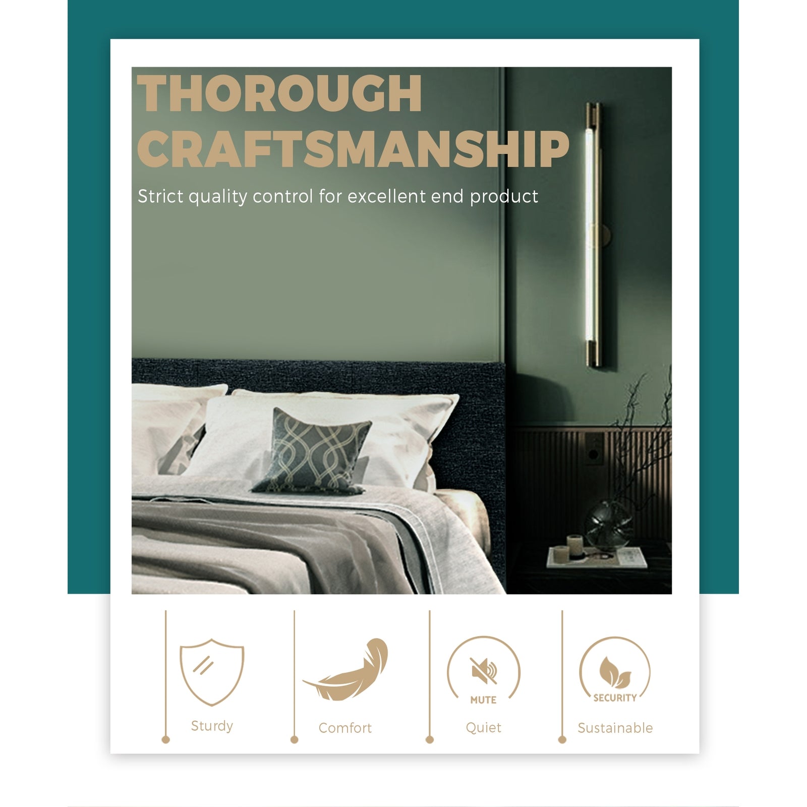 Bed Frame Queen Mattress Base Wooden Platform Fabric Solid Platform Charcoal - Sunyee