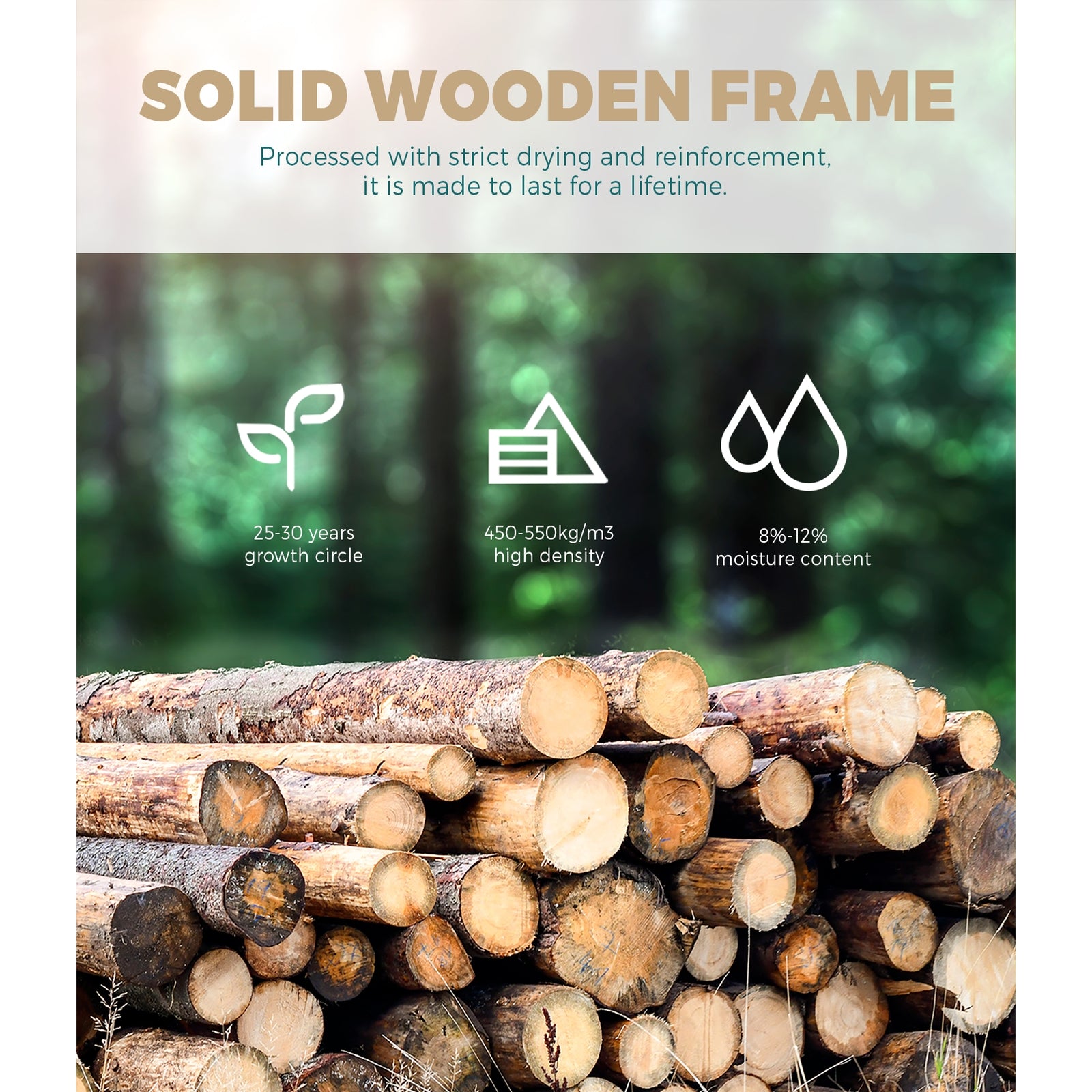 Bed Frame King Single Mattress Base Fabric Wooden Platform Solid Slat Grey - Sunyee