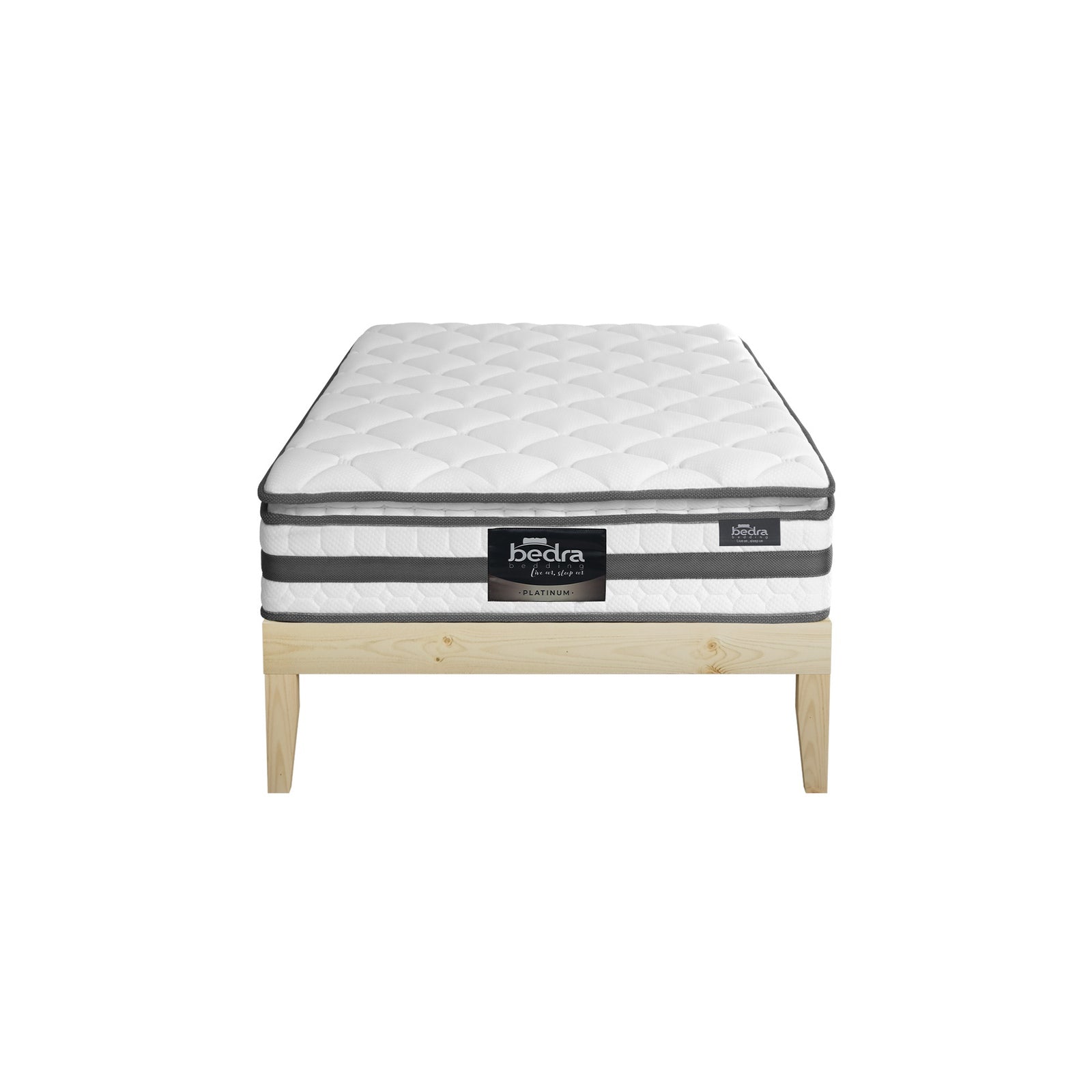 Oikiture Bed Frame King Single Wooden Timber Platform with Mattress - Sunyee