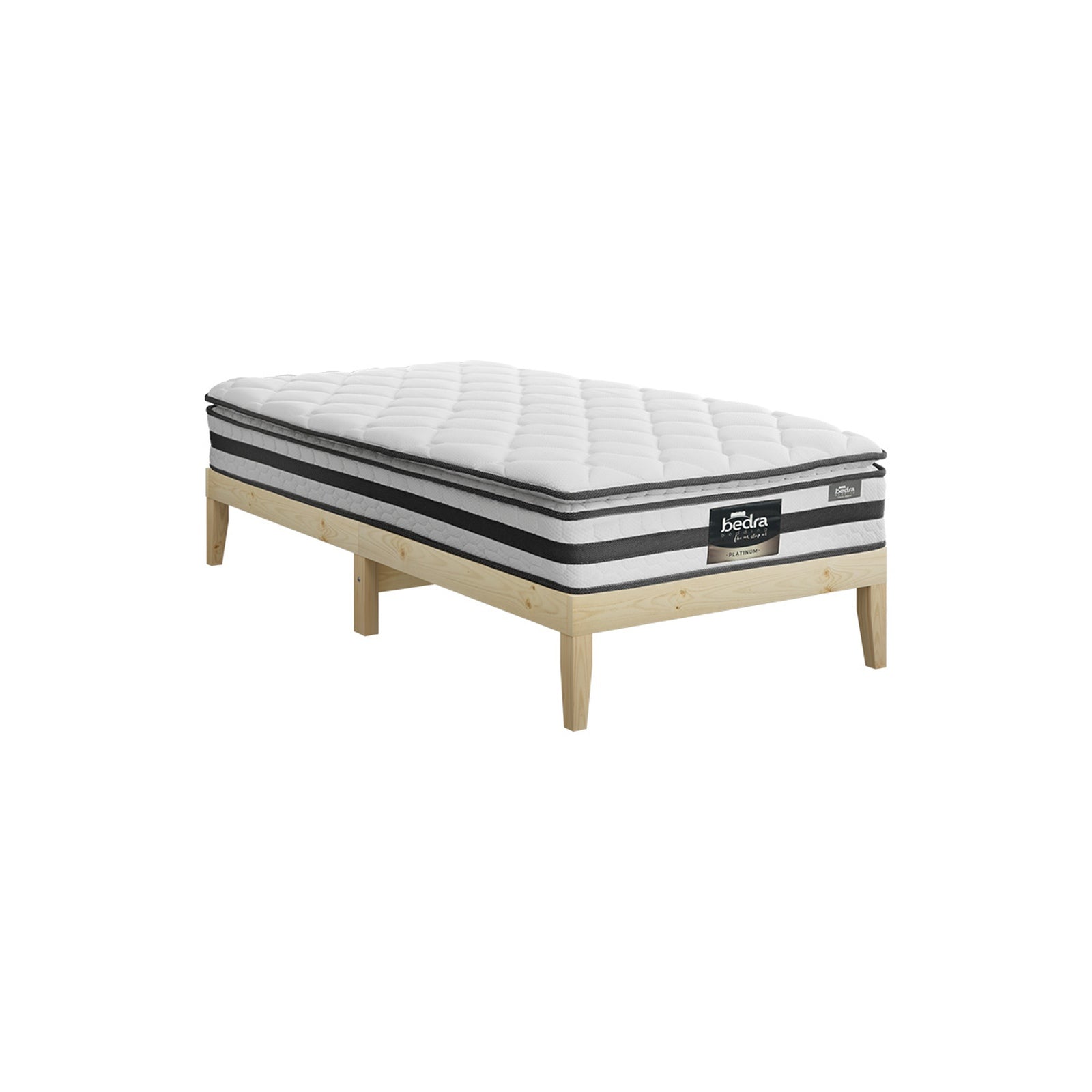 Oikiture Bed Frame King Single Wooden Timber Platform with Mattress - Sunyee