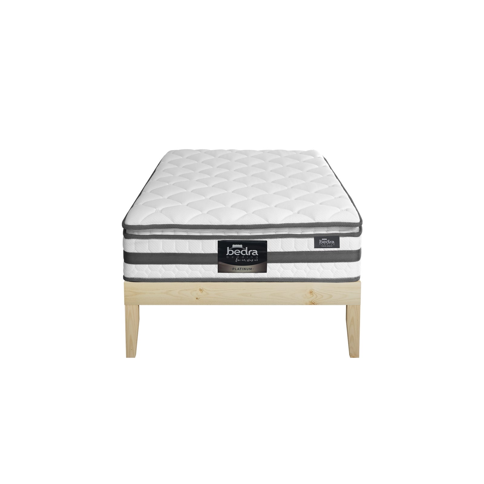 Oikiture Bed Frame Single Size Wooden Timber Platform with Mattress - Sunyee
