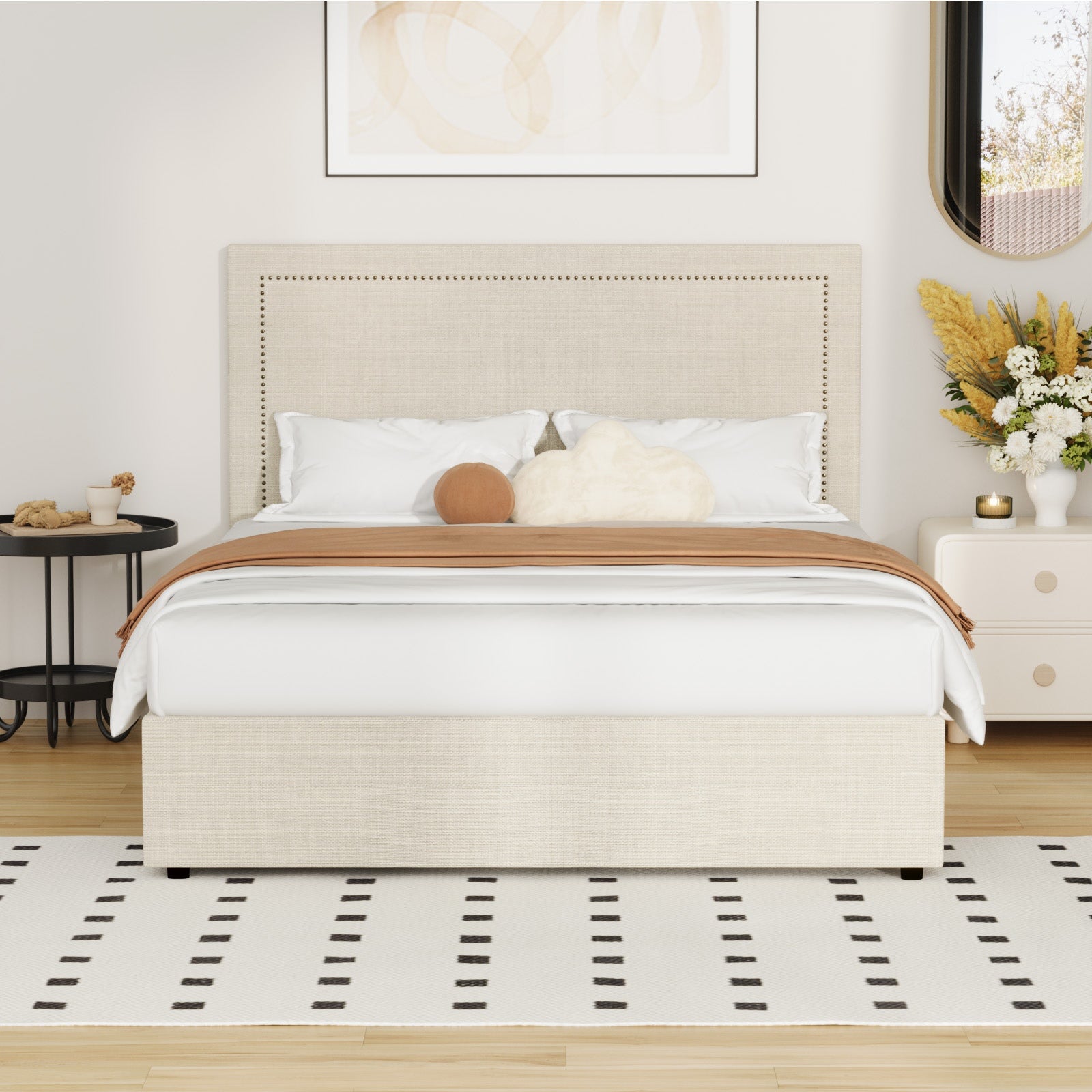 Oikiture Bed Frame Double Size Gas Lift Base with Storage ADI - Sunyee