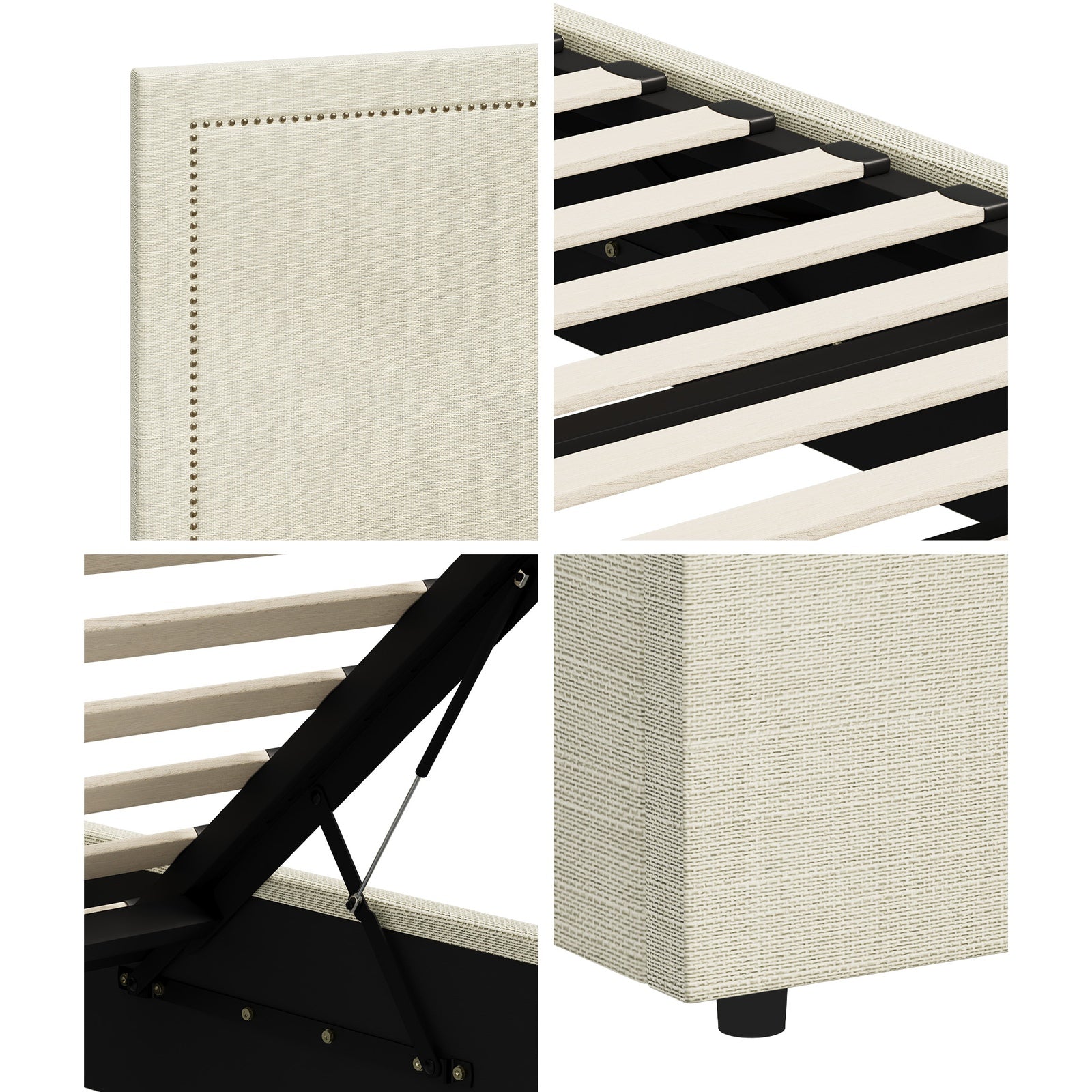 Oikiture Bed Frame Double Size Gas Lift Base with Storage ADI - Sunyee