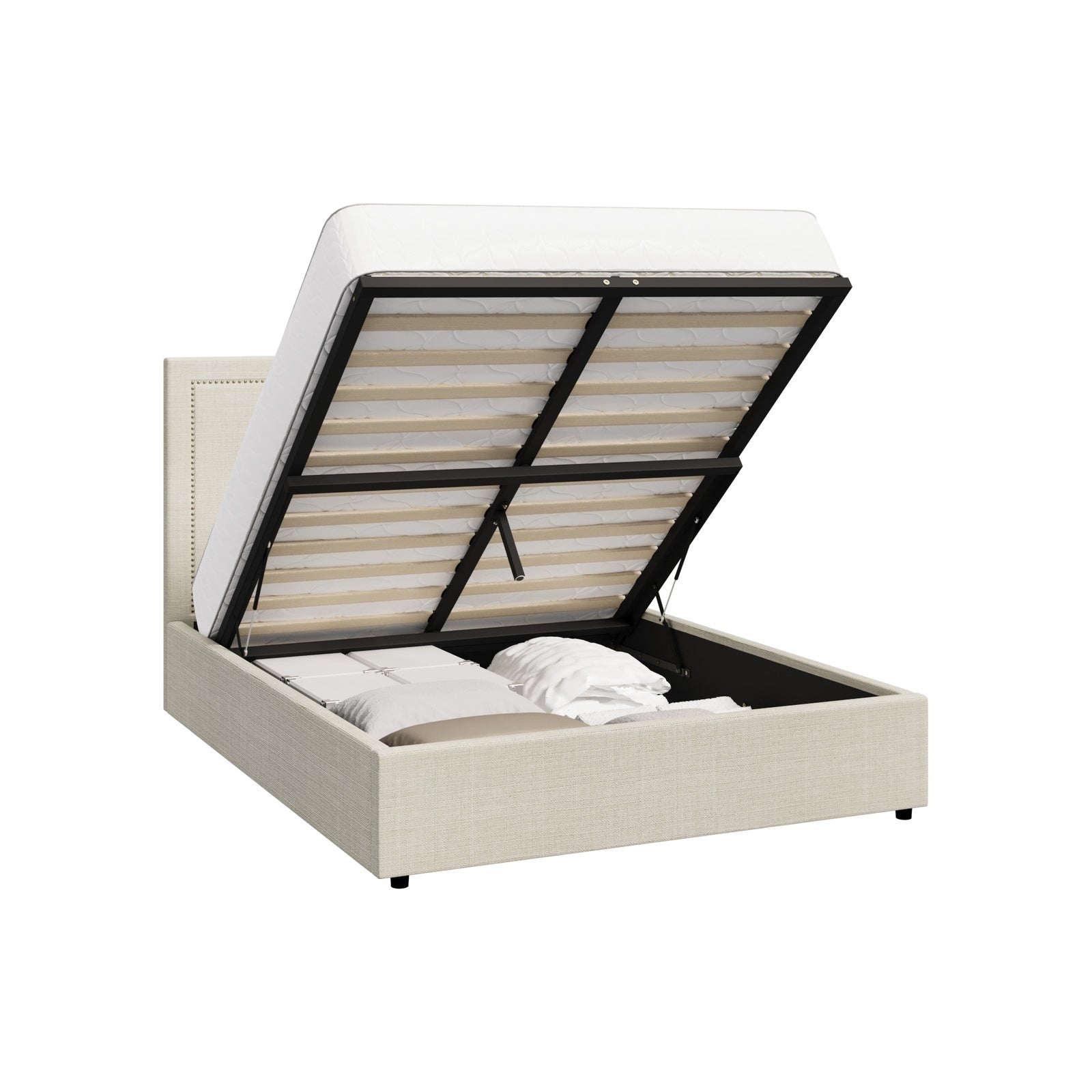 Oikiture Bed Frame Double Size Gas Lift Base with Storage ADI - Sunyee
