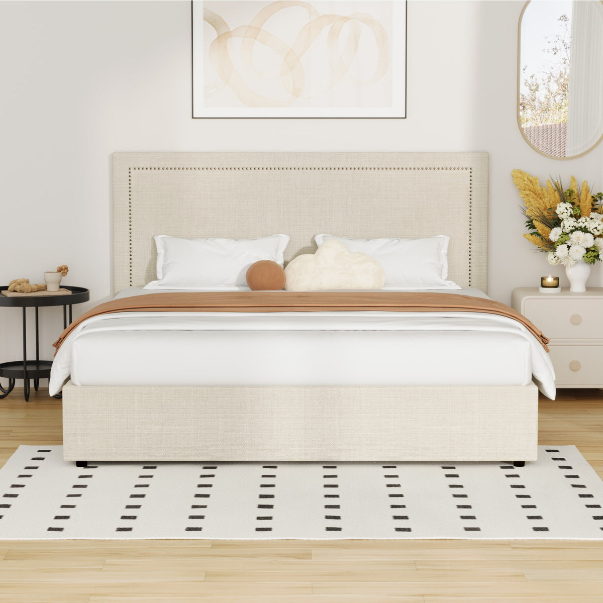 Oikiture Bed Frame King Size Gas Lift Base with Storage ADI - Sunyee