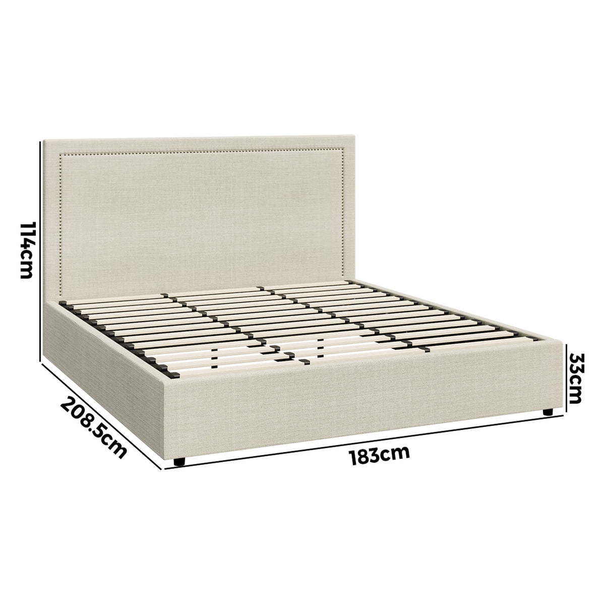 Oikiture Bed Frame King Size Gas Lift Base with Storage ADI - Sunyee