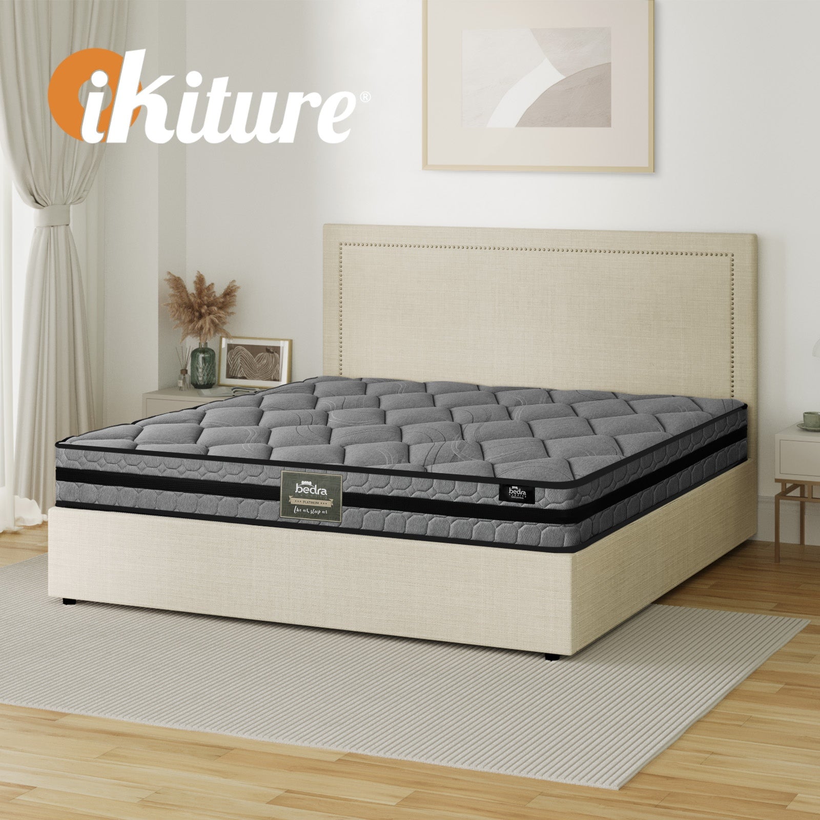 Oikiture Bed Frame Double Size Gas Lift Storage Beds With Mattress Set ADI - Sunyee