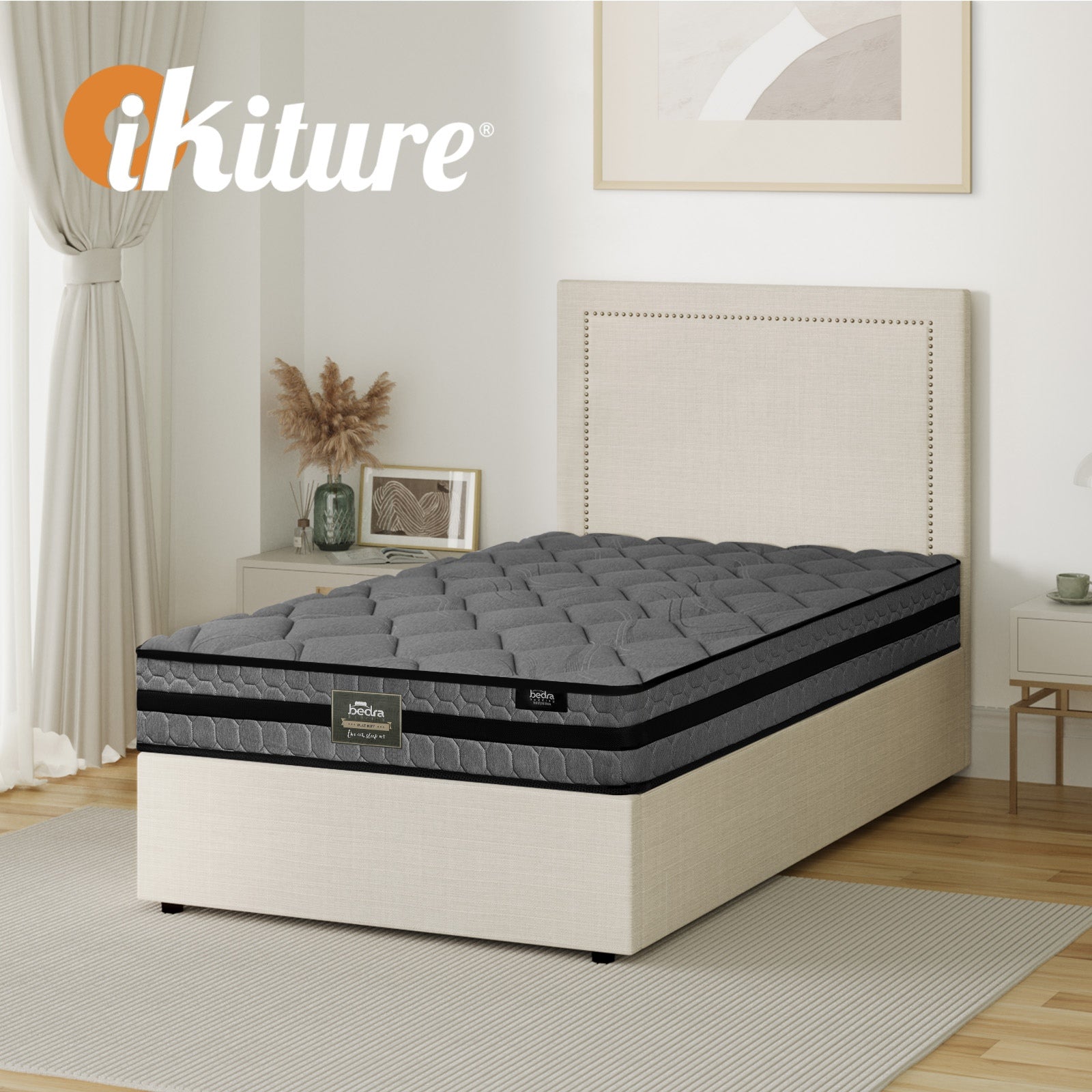 Oikiture Bed Frame King Single Size Gas Lift Storage Beds With Mattress Set ADI - Sunyee