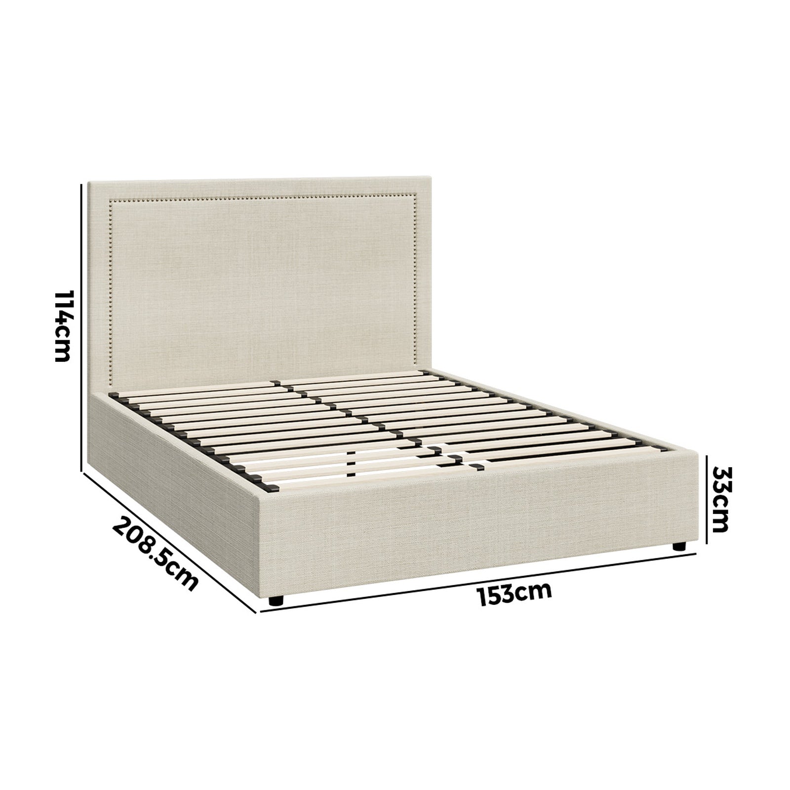 Oikiture Bed Frame Queen Size Gas Lift Base with Storage ADI - Sunyee