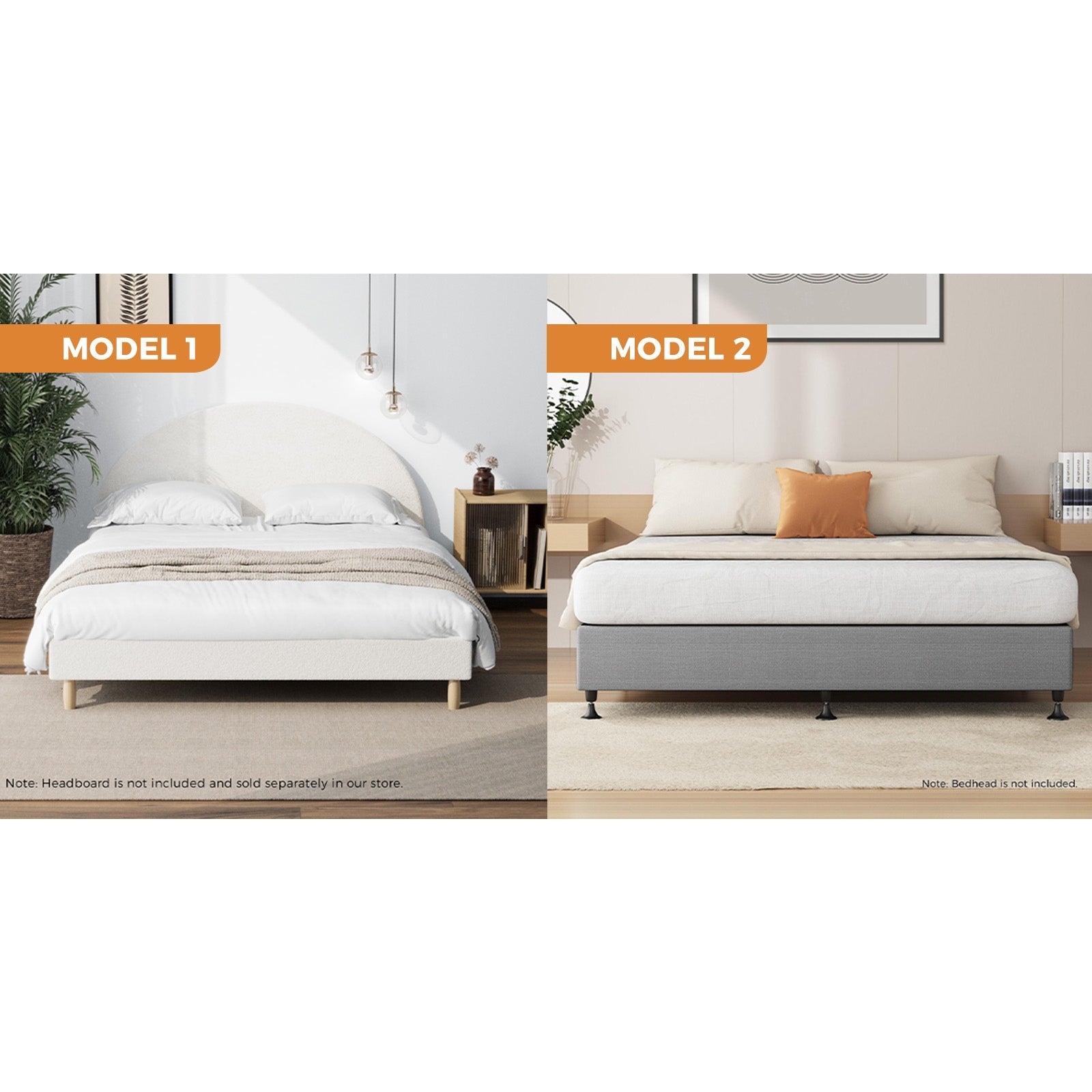 Oikiture Bed Frame Queen Double King Single Bed Base Platform Fabric - Sunyee