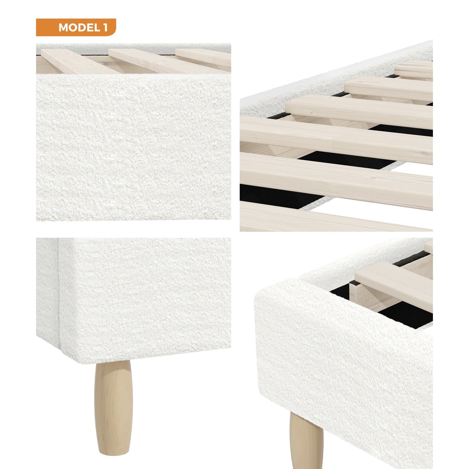 Oikiture Bed Frame Queen Double King Single Bed Base Platform Fabric - Sunyee