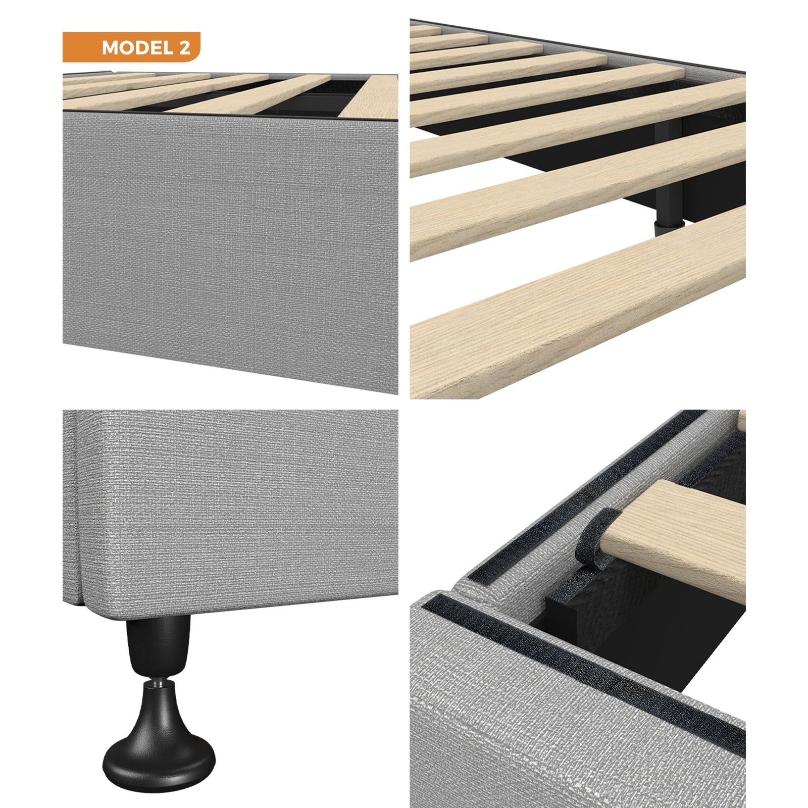 Oikiture Bed Frame Queen Double King Single Bed Base Platform Fabric - Sunyee