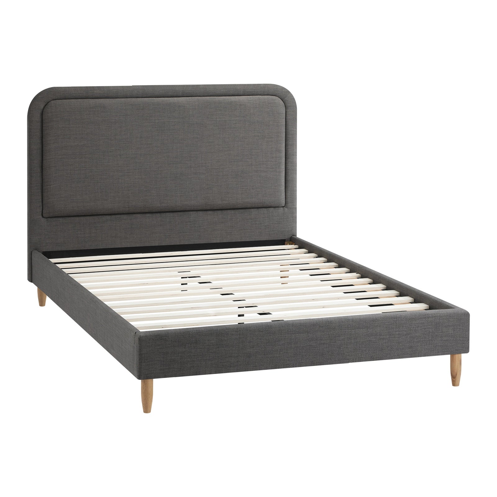 Oikiture Bed Frame Queen Size Beds Base Platform Fabric Grey BOB - Sunyee