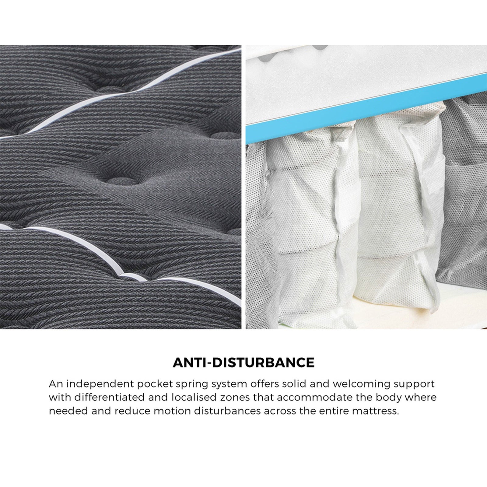 Oikiture Bed Frame King Single Size Beds Platform Base with Mattress Grey Fabric - Sunyee