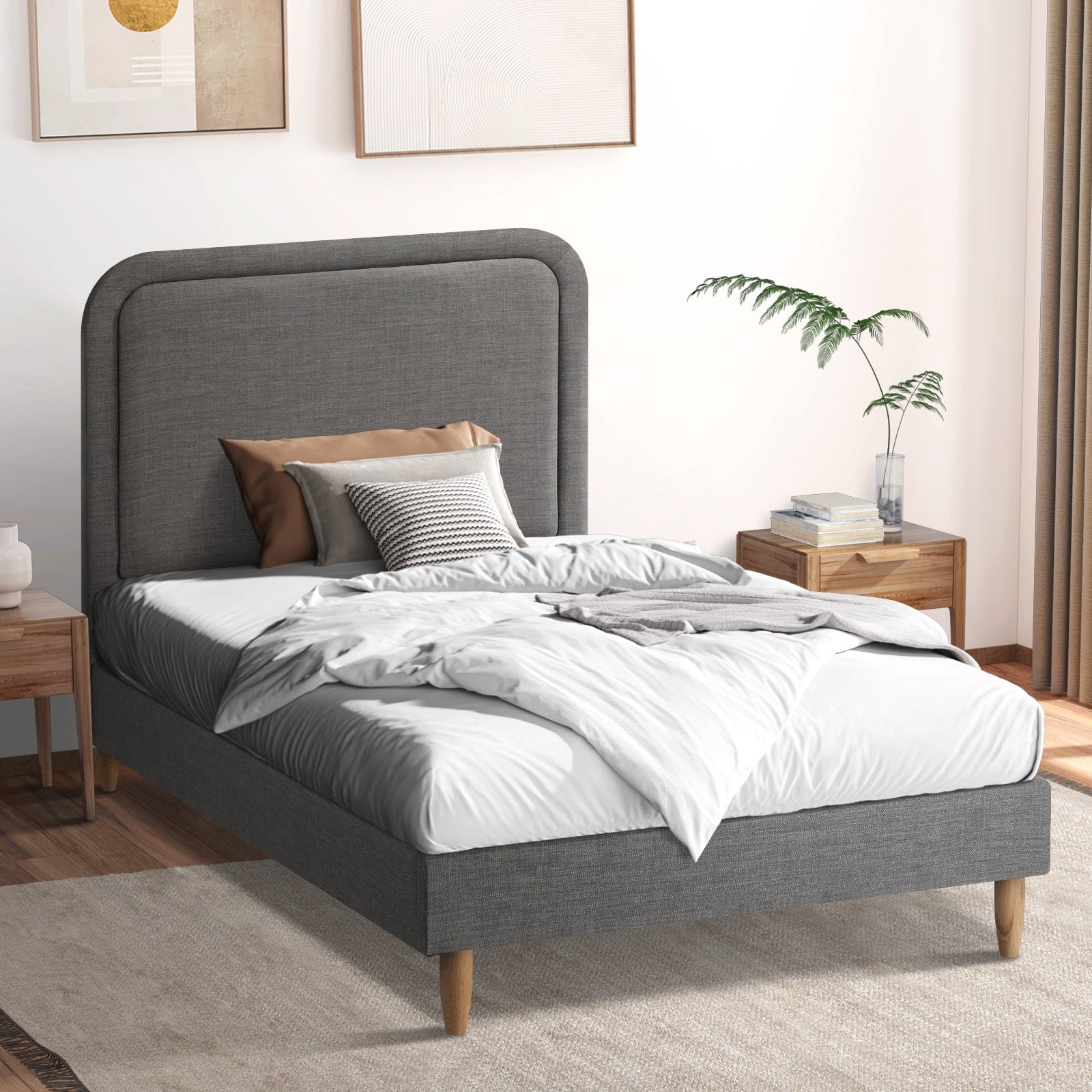 Oikiture Kids Bed Frame Single Size Bed Base Platform