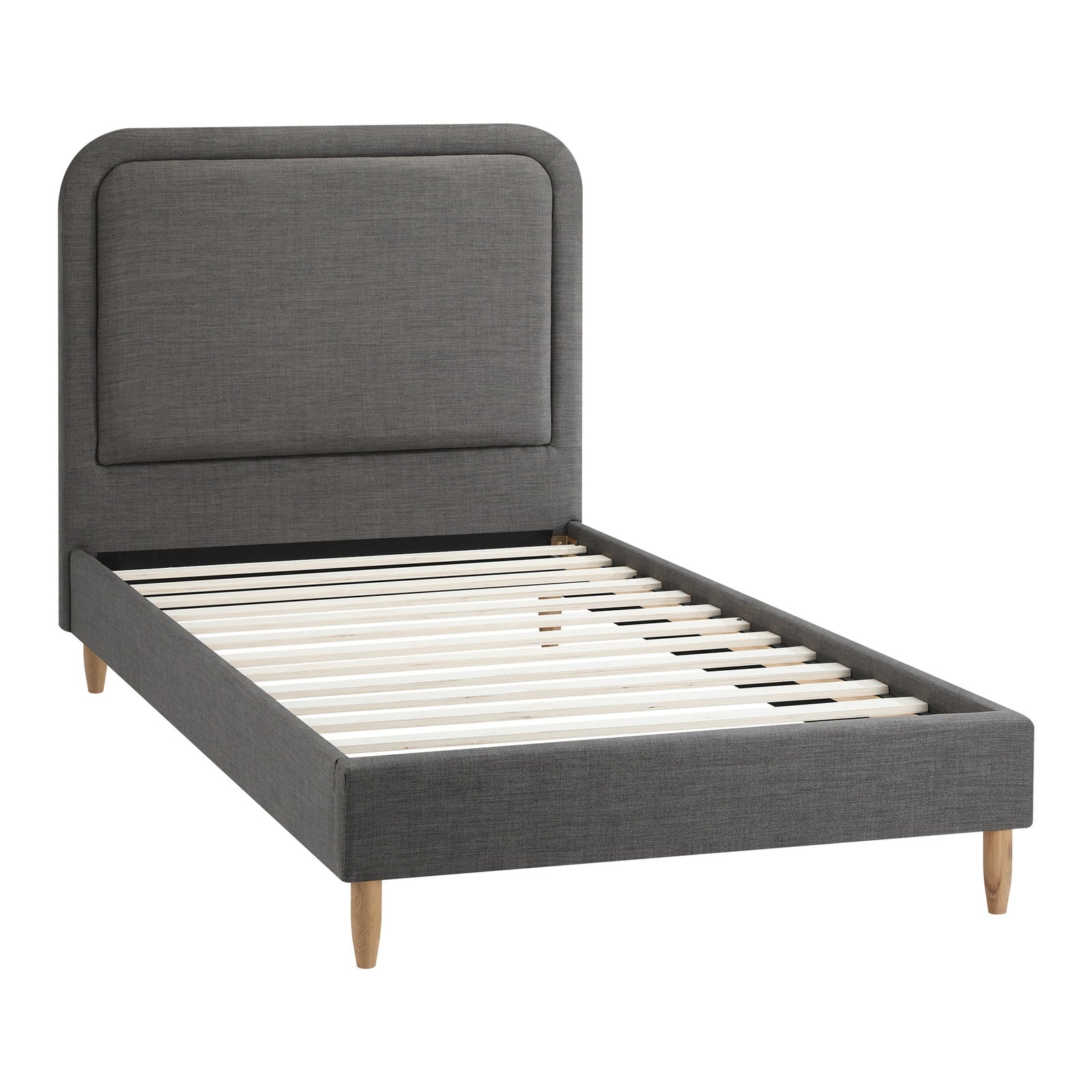 Oikiture Bed Frame Single Size Beds Base Platform Fabric Grey BOB - Sunyee