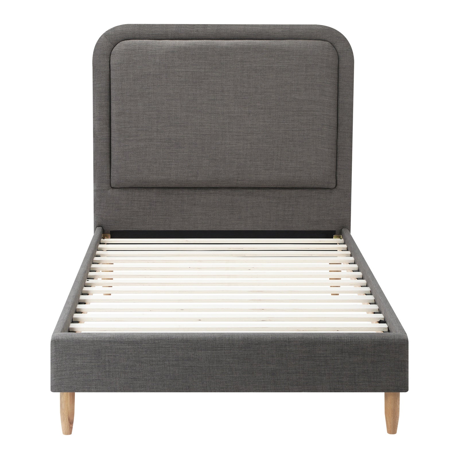 Oikiture Bed Frame Single Size Beds Base Platform Fabric Grey BOB - Sunyee