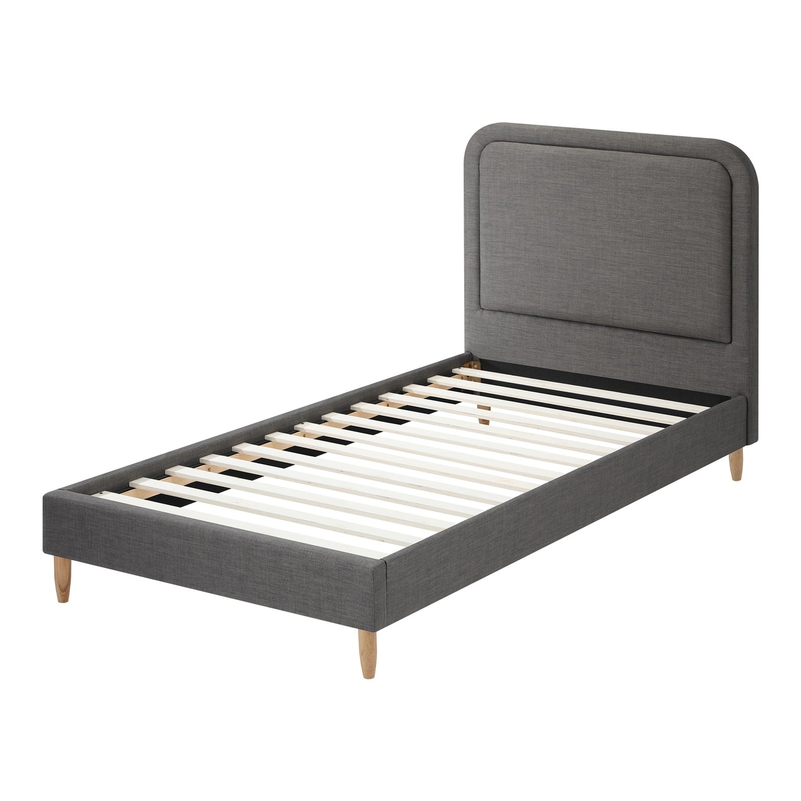 Oikiture Bed Frame Single Size Beds Base Platform Fabric Grey BOB - Sunyee