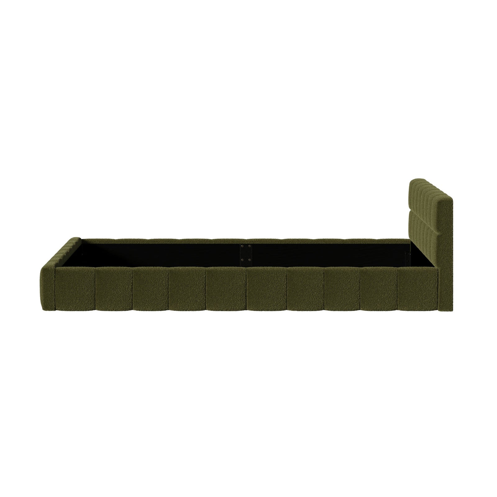 Oikiture Bed Frame Queen Double King Single Size Tufted Headboard Green Boucle - Sunyee