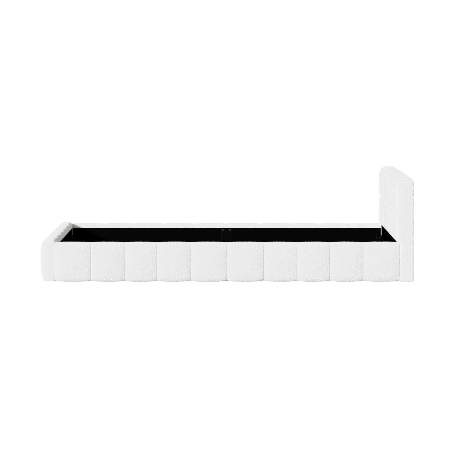 Oikiture Bed Frame King Single Size Tufted Headboard White Boucle - Sunyee