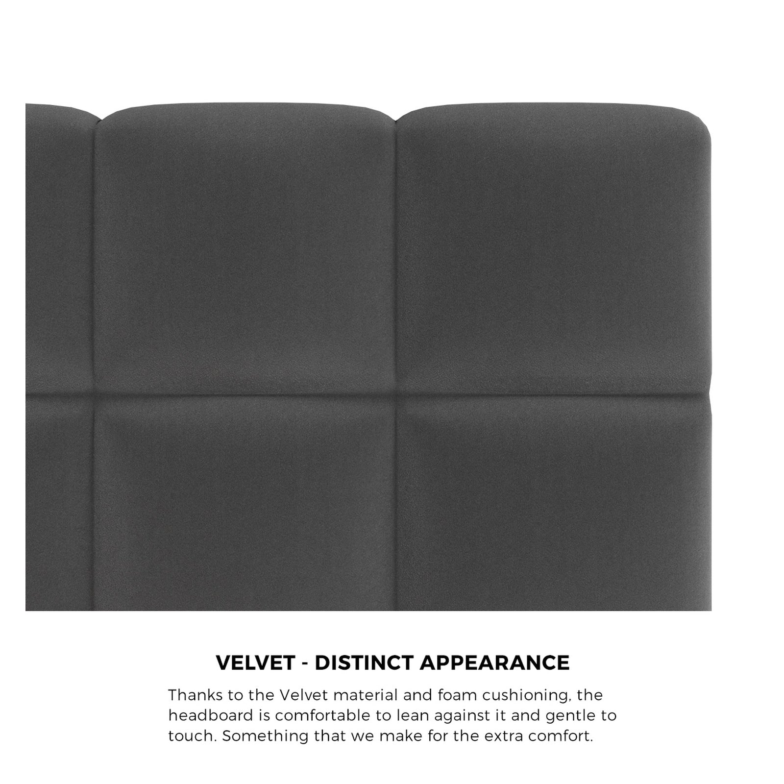 Oikiture Bed Frame King Single Size Tufted Headboard Grey Velvet - Sunyee
