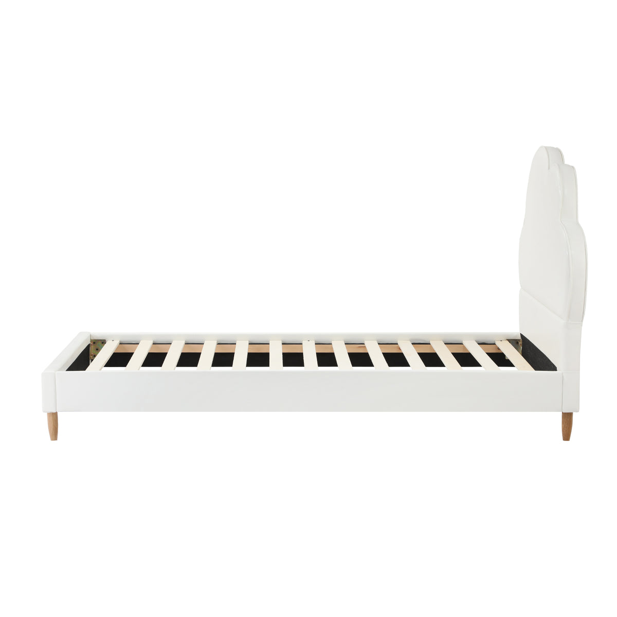 Oikiture Bed Frame Single Size Cloud Kids Bed Frame White Leather - Sunyee