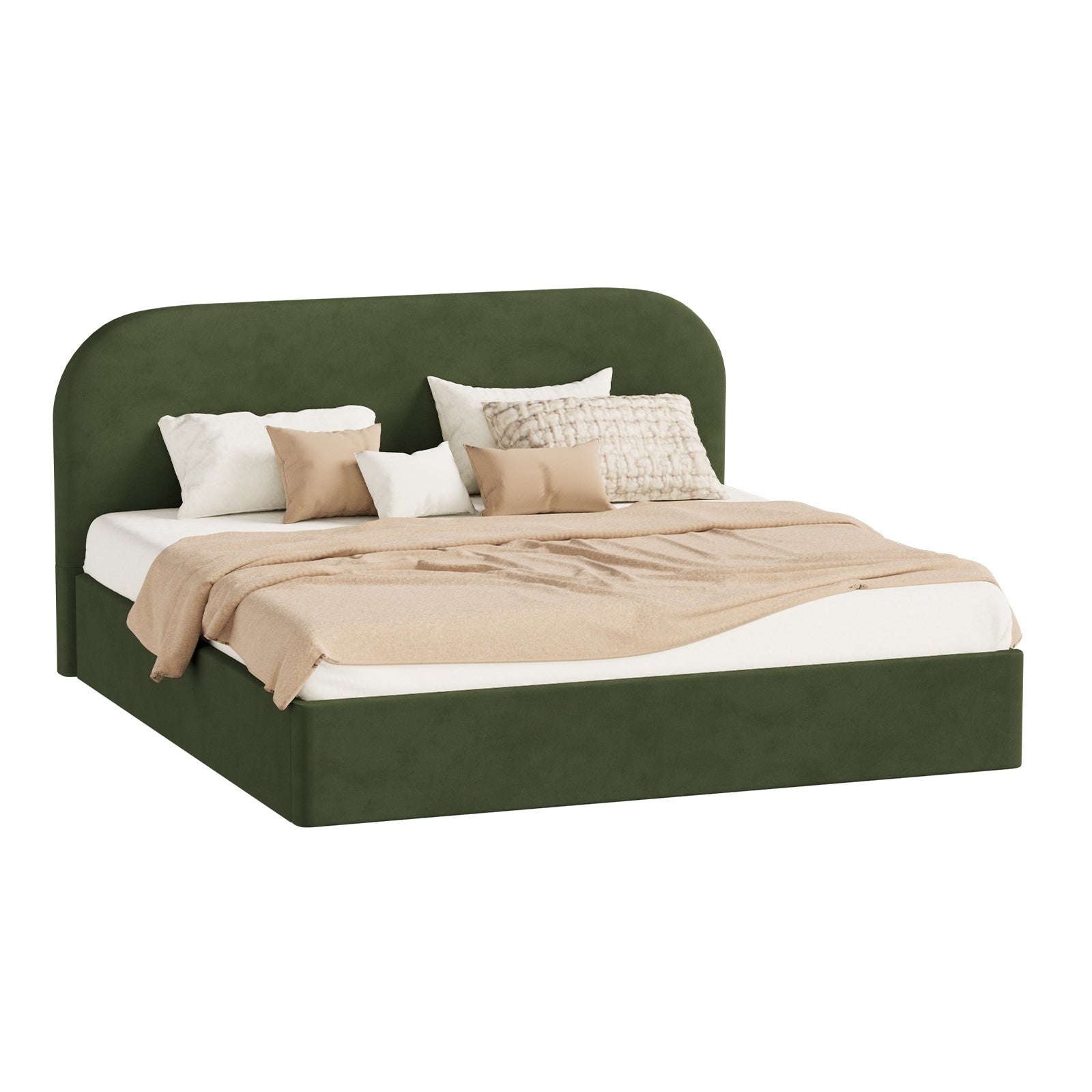 Oikiture Bed Frame Queen Double King Gas Lift Base with Storage Rounded Corner