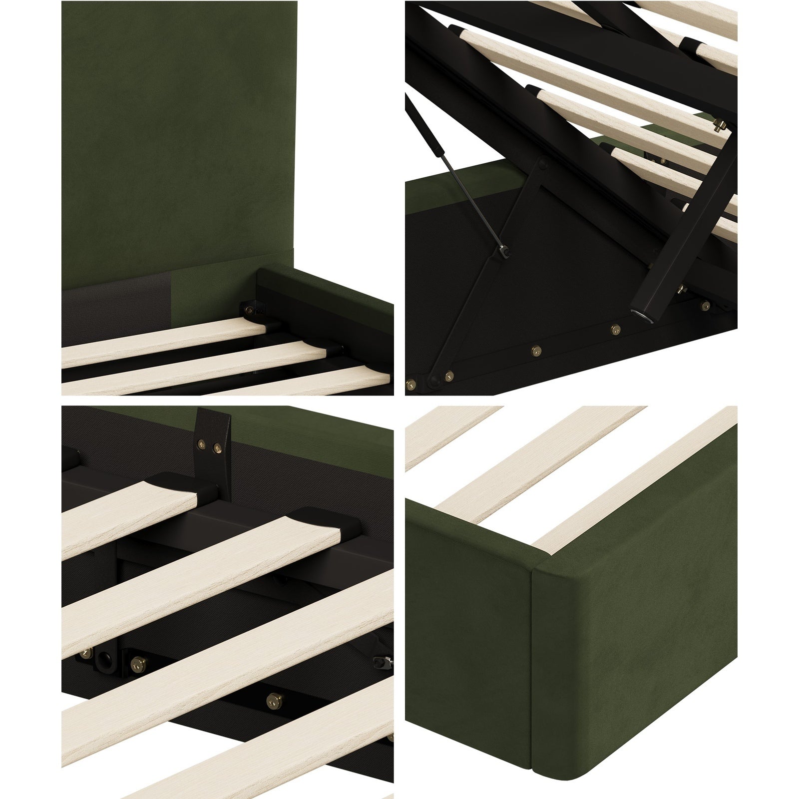Oikiture Bed Frame Queen Double King Gas Lift Base with Storage Rounded Corner