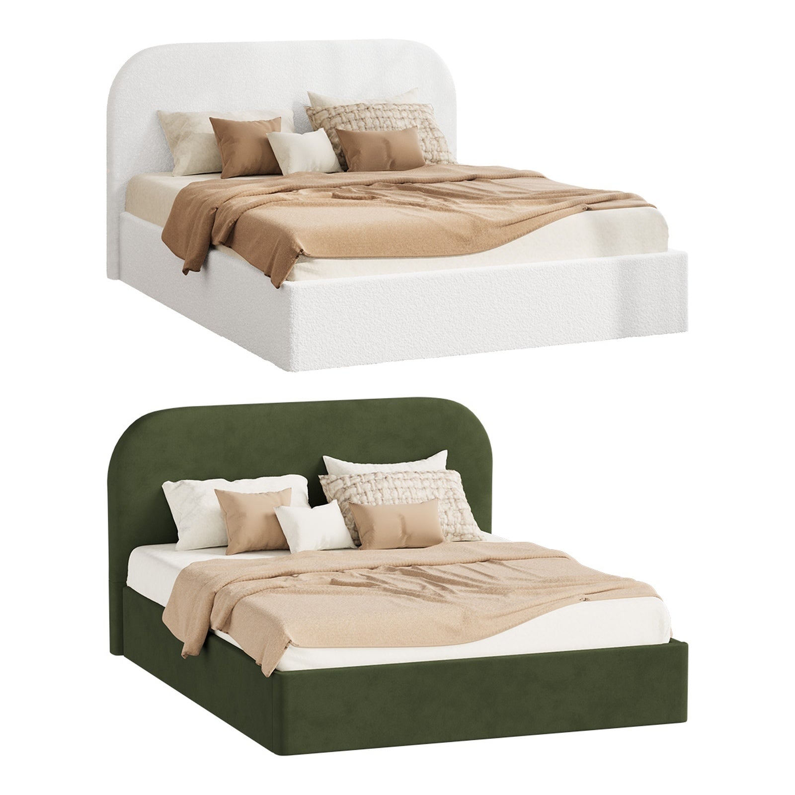Oikiture Bed Frame Queen Double King Gas Lift Base with Storage Rounded Corner