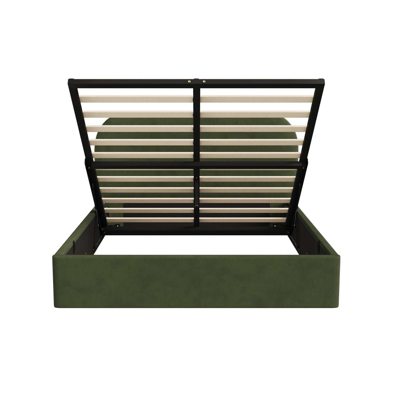Oikiture Bed Frame Queen Size Gas Lift Base with Storage Velvet Rounded Corner - Sunyee