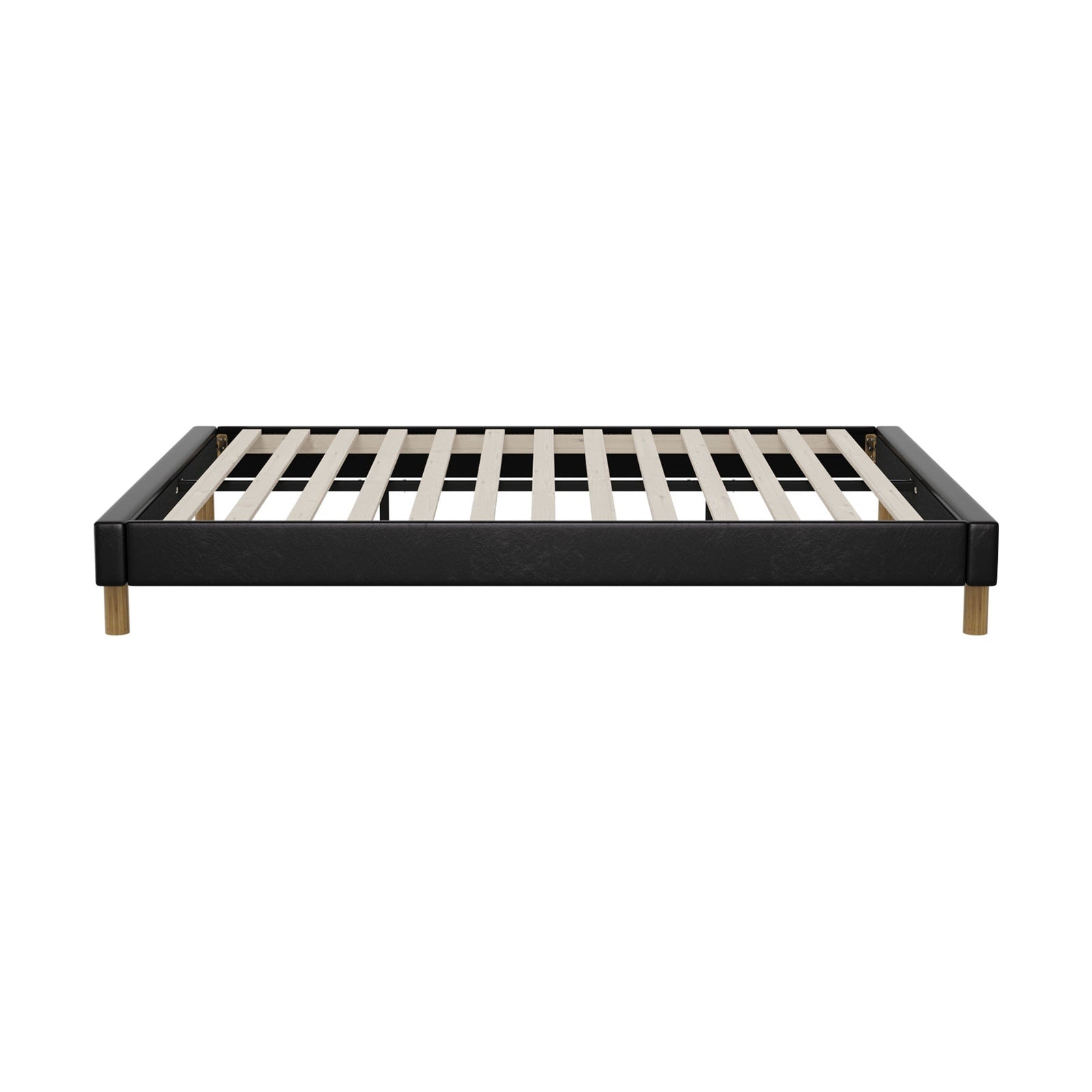 Oikiture Bed Frame Queen Double King Single Full Size Bed Base Black Leather - Sunyee