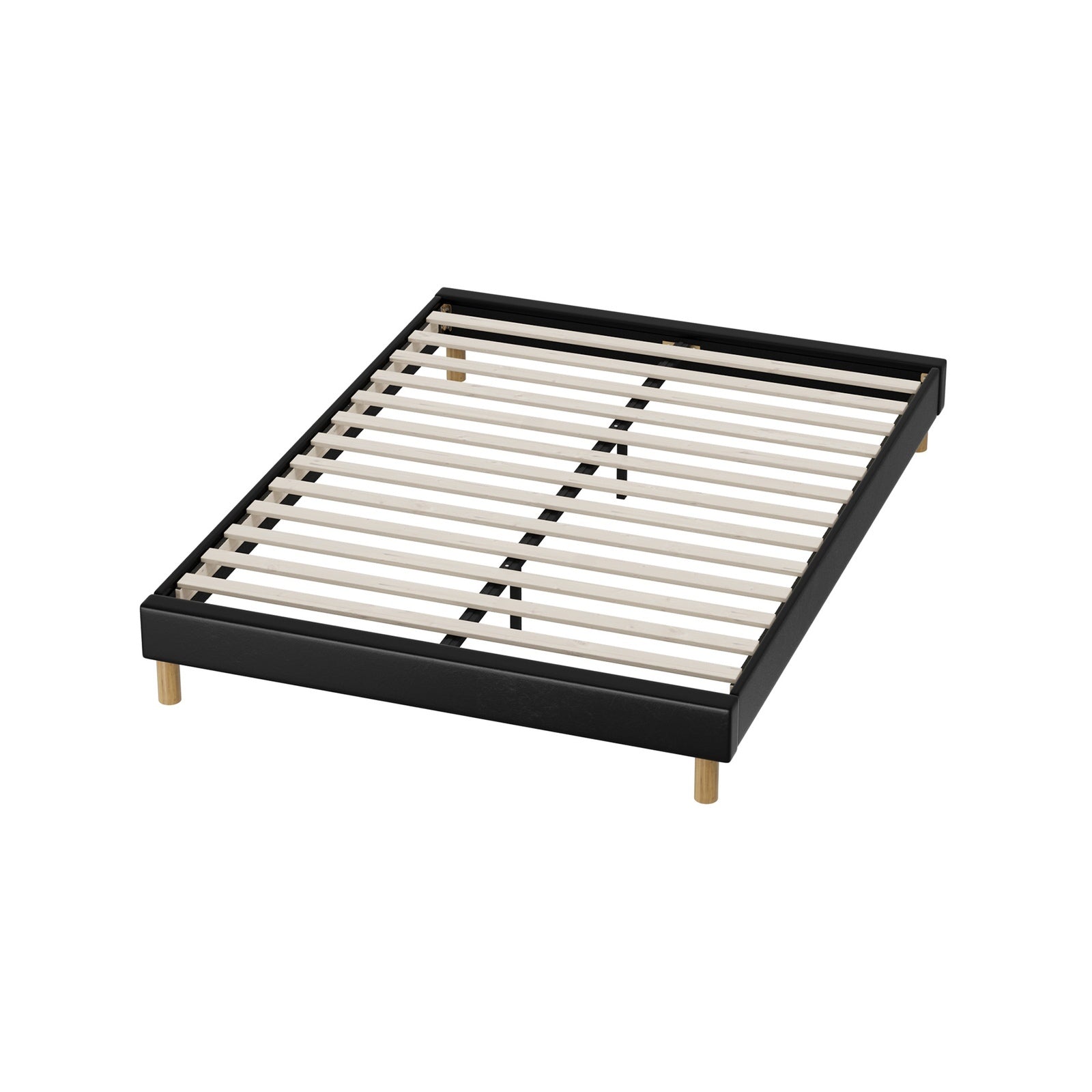 Oikiture Bed Frame Queen Double King Single Full Size Bed Base Black Leather - Sunyee