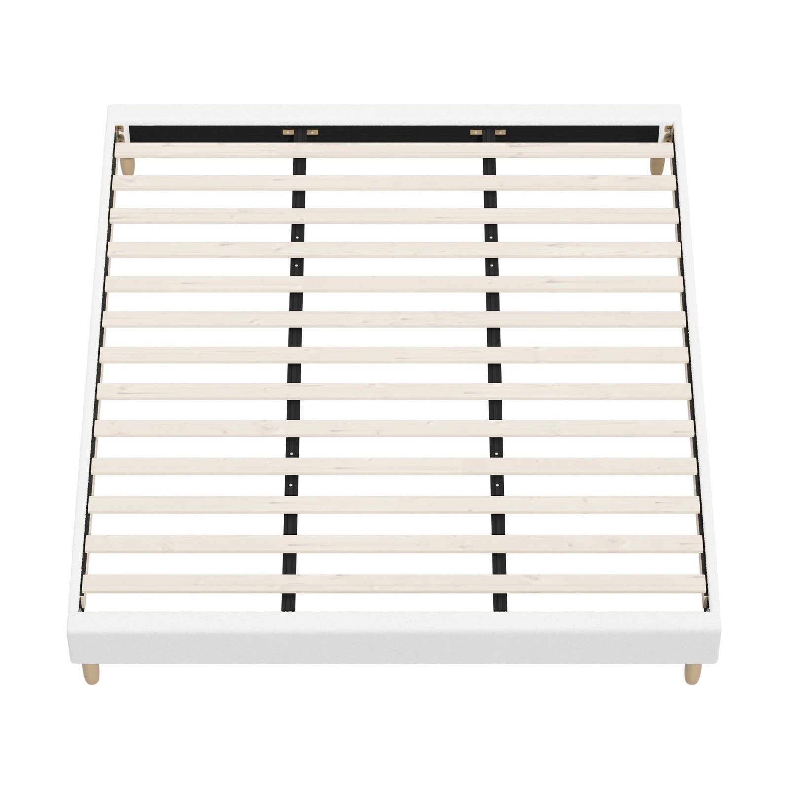 Oikiture Bed Frame King Size Bed Base White Boucle - Sunyee
