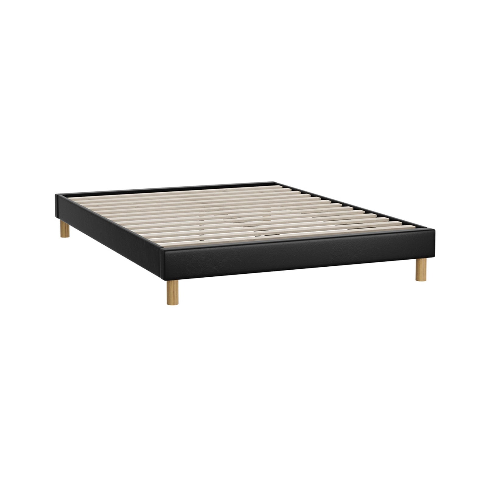 Oikiture Bed Frame Queen Double King Single Full Size Bed Base Black Leather - Sunyee