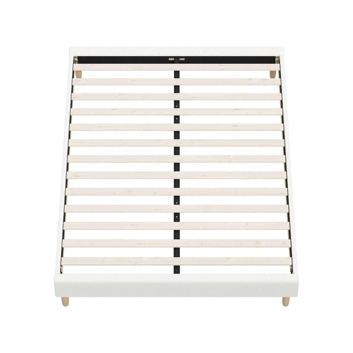 Oikiture Bed Frame Queen Size Bed Base White Boucle - Sunyee