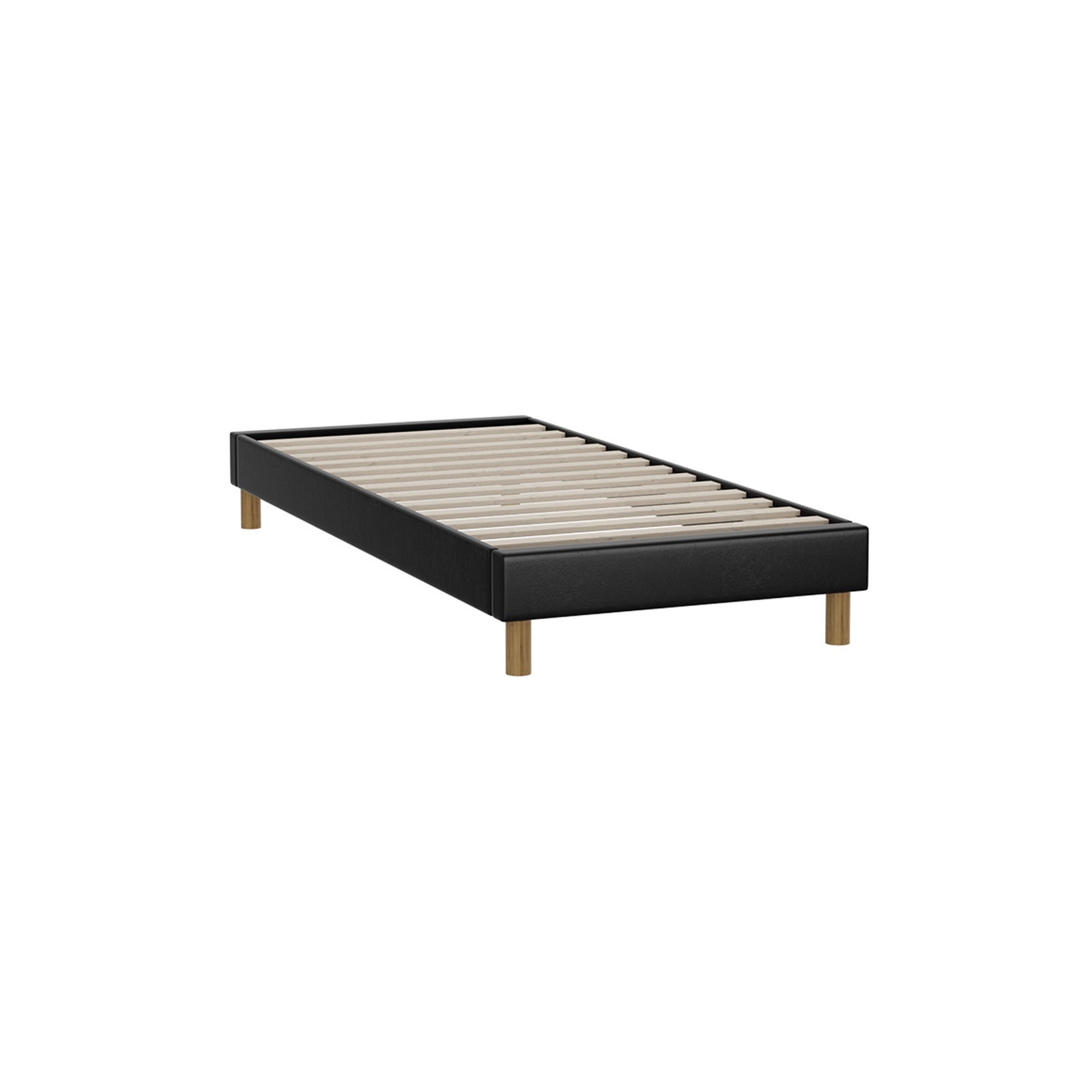 Oikiture Bed Frame Queen Double King Single Full Size Bed Base Black Leather - Sunyee