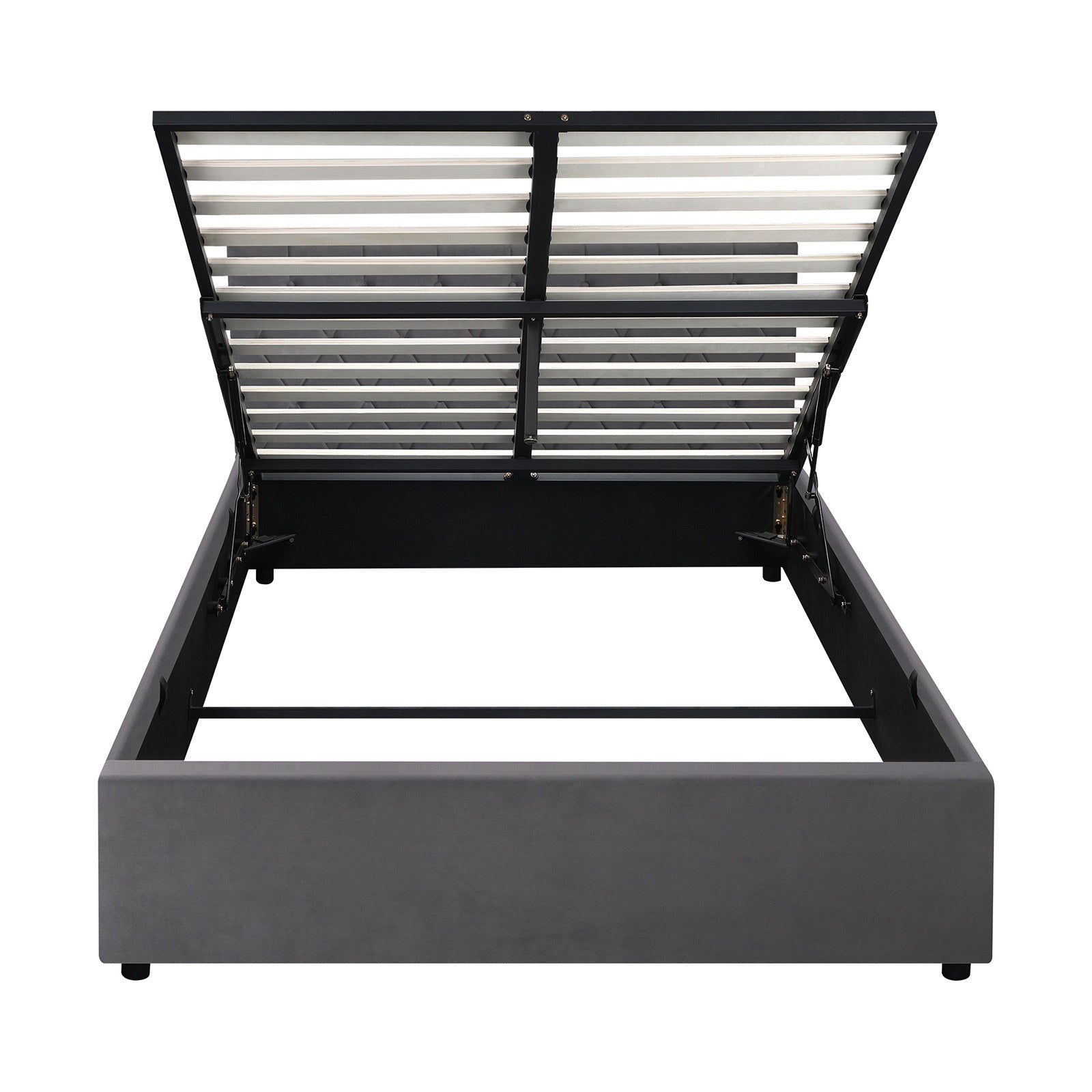 Oikiture Bed Frame Double Size Gas Lift Storage Base Grey Velvet COTI - Sunyee