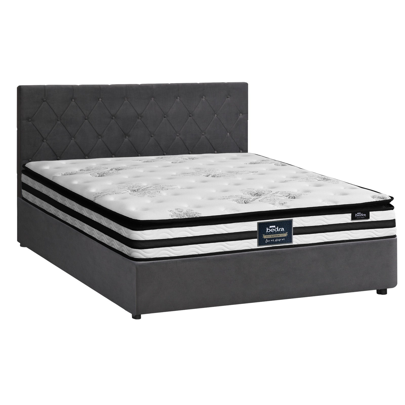 Oikiture Bed Frame Queen Double King Single Size Gas Lift Storage with Mattress - Sunyee