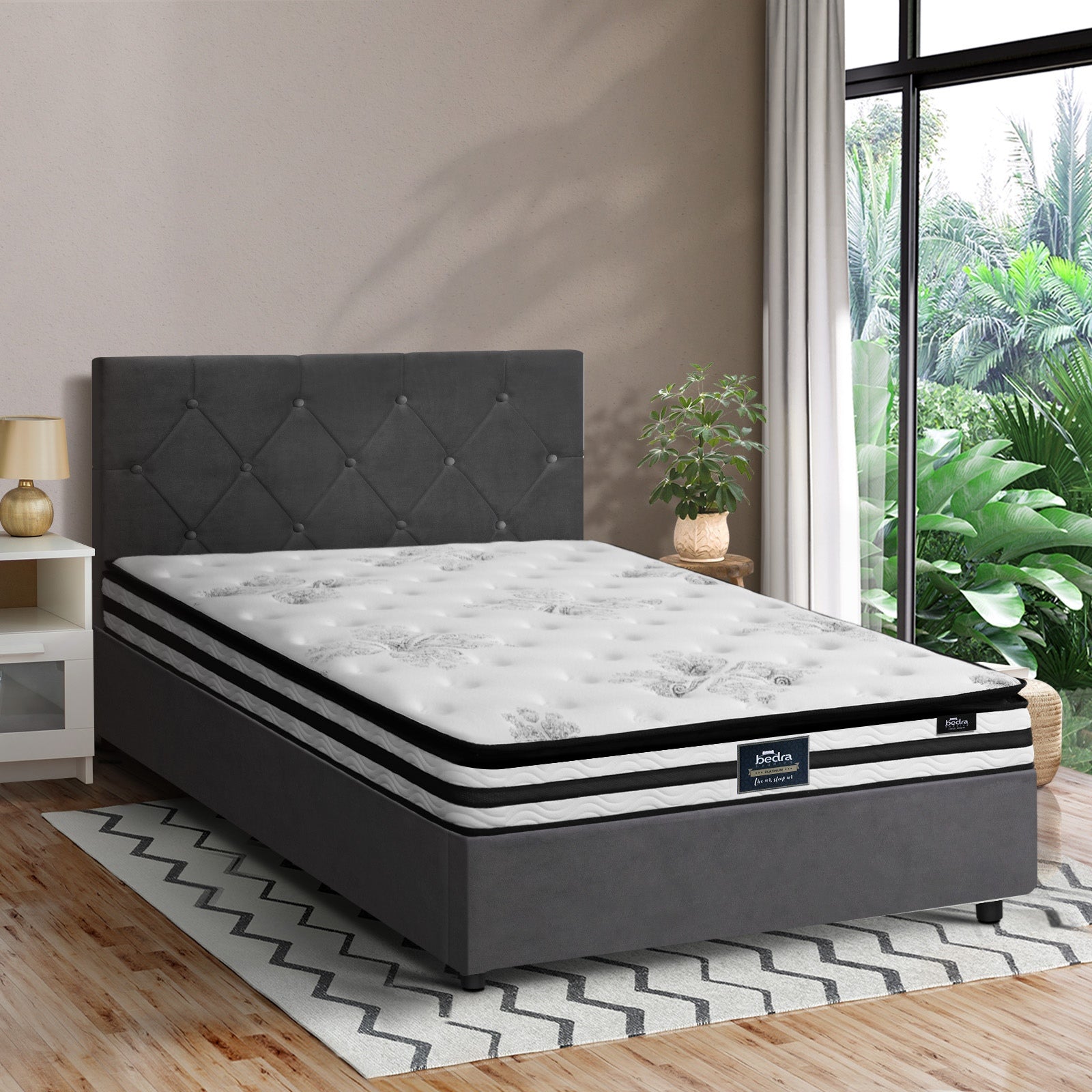 Oikiture Bed Frame Queen Double King Single Size Gas Lift Storage with Mattress - Sunyee