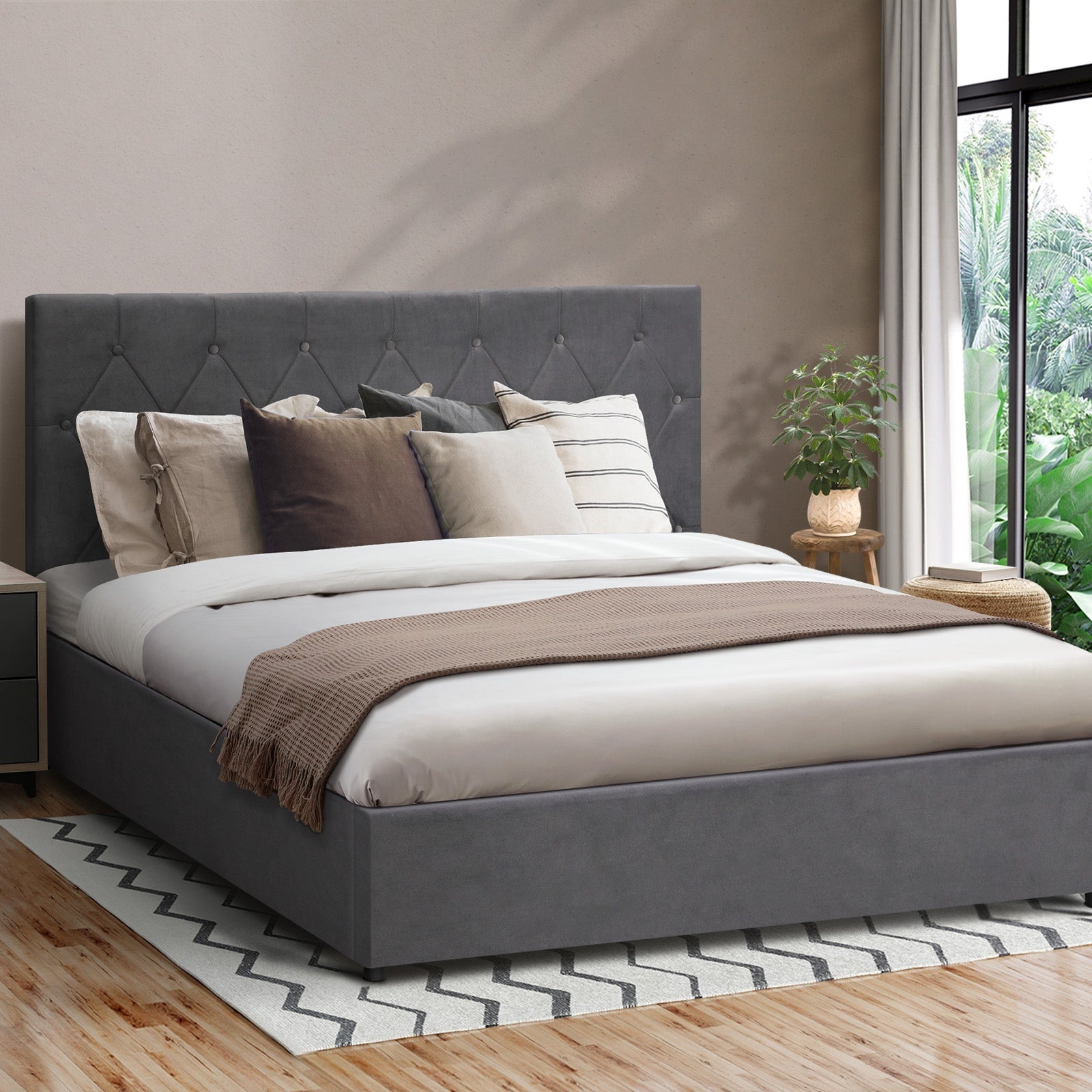 Oikiture Bed Frame Queen Double King Single Gas Lift Bed With Storage - Sunyee