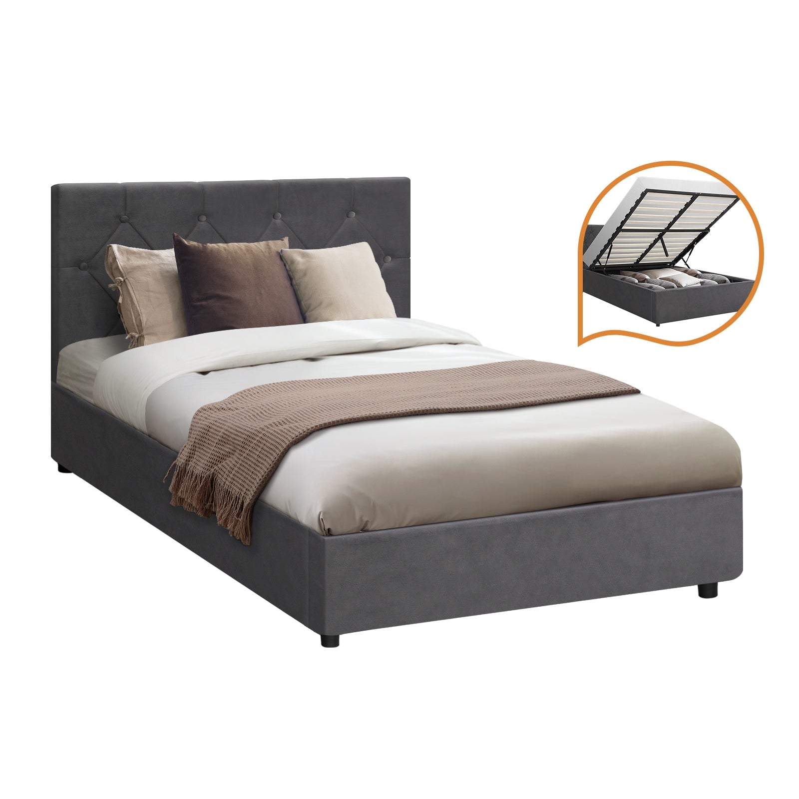 Oikiture Bed Frame Queen Double King Single Gas Lift Bed With Storage - Sunyee