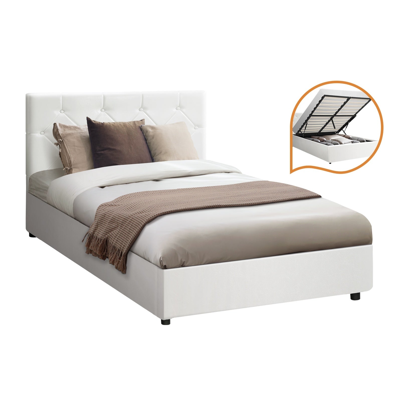 Oikiture Bed Frame Queen Double King Single Gas Lift Bed With Storage - Sunyee