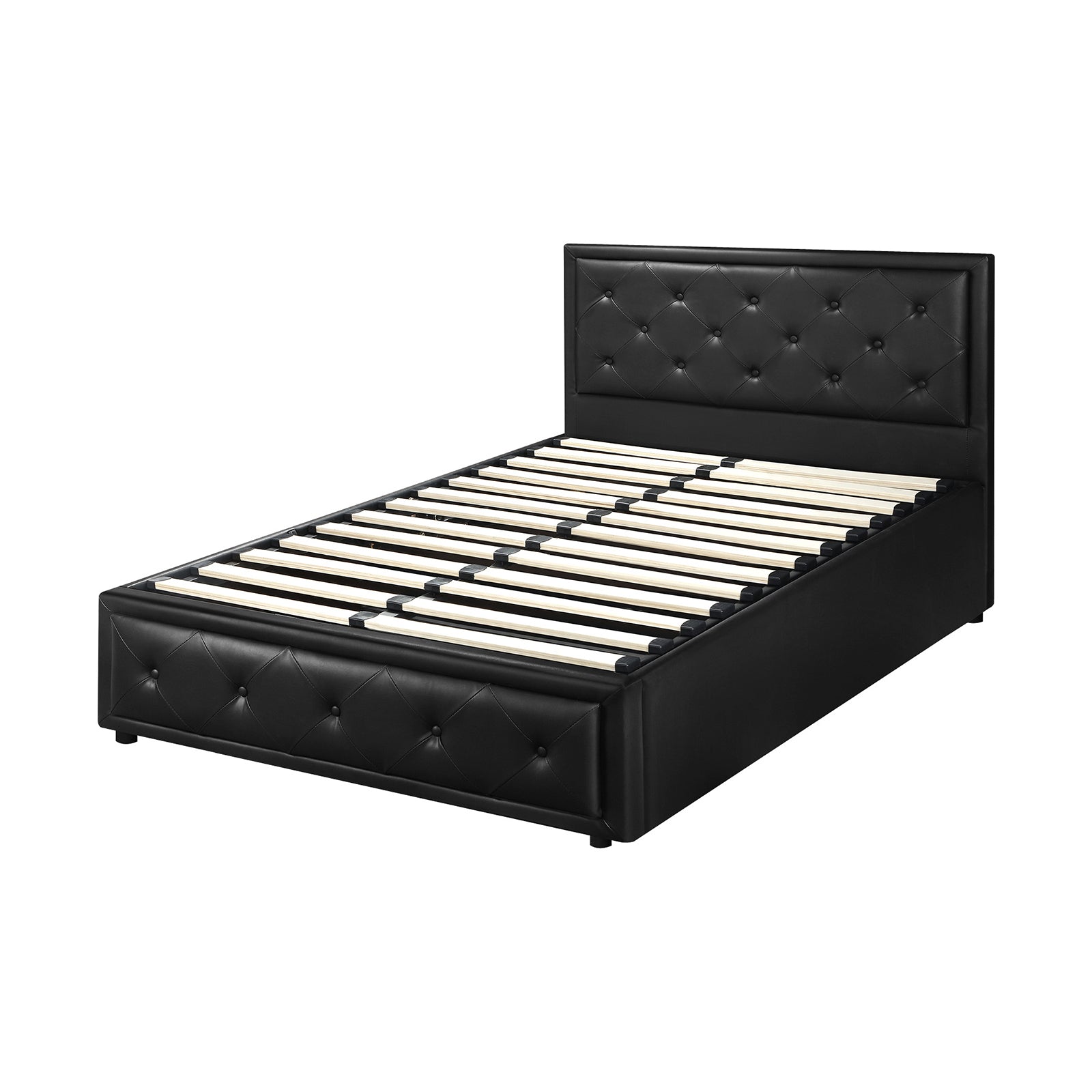 Oikiture Bed Frame King Single Size Gas Lift Base With Storage Black Leather - Sunyee