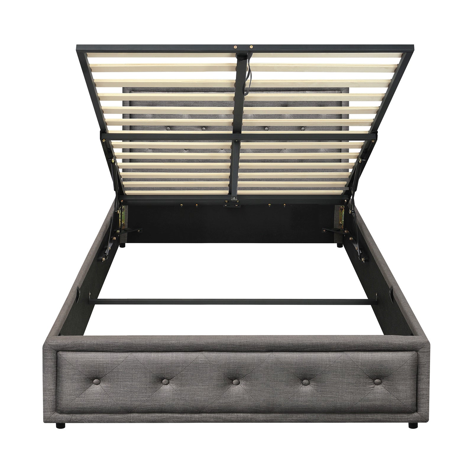 Oikiture Bed Frame King Single Size Gas Lift Base With Storage Grey Fabric - Sunyee