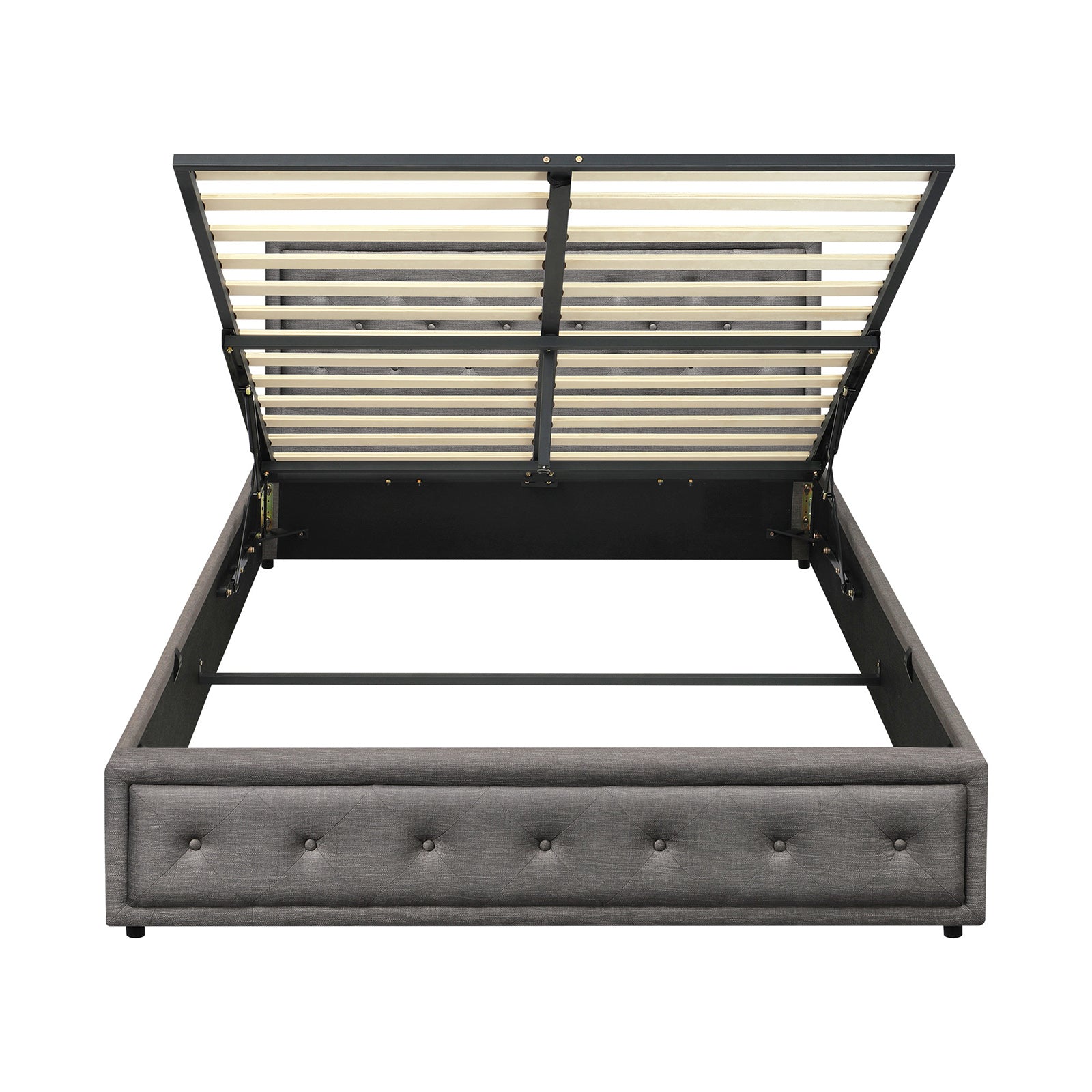 Oikiture Bed Frame Queen Size Gas Lift Base With Storage Grey Fabric - Sunyee