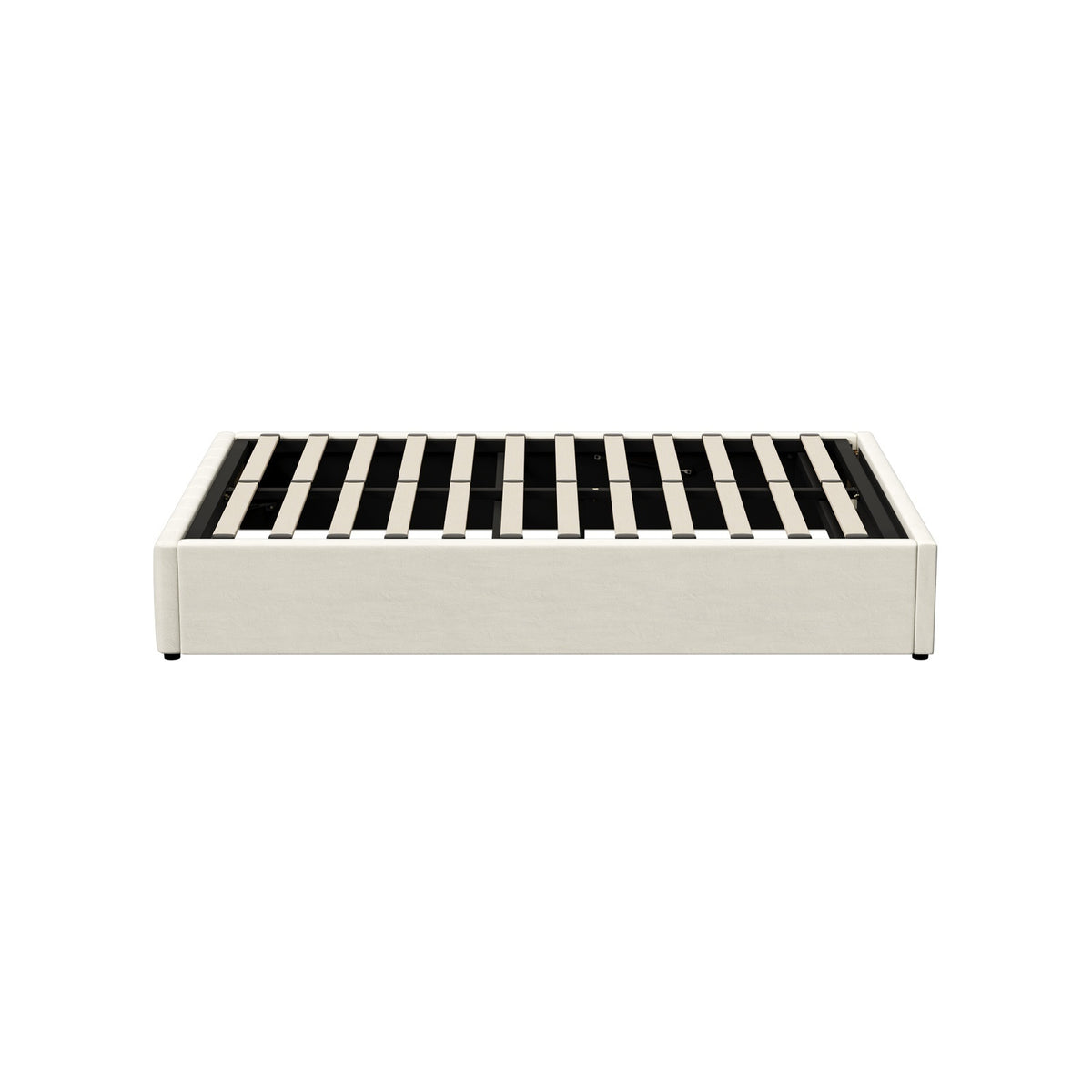 Oikiture Bed Frame Double Size Gas Lift Storage Base Velvet Cream FURB - Sunyee