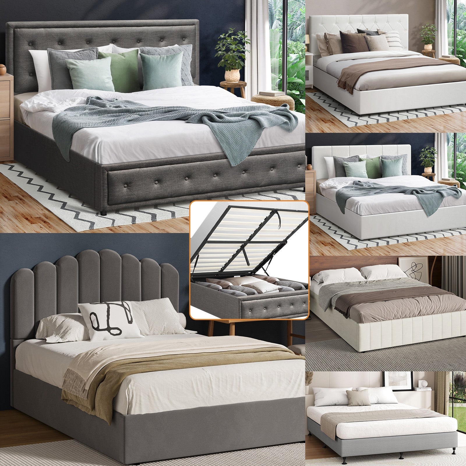 Oikiture Bed Frame Queen Double King Single Gas Lift Bed With Storage - Sunyee