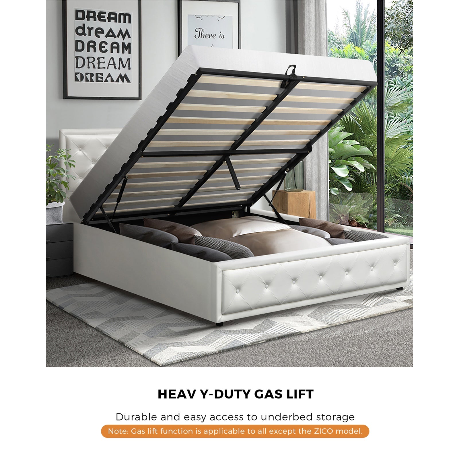 Oikiture Bed Frame Queen Double King Single Gas Lift Bed With Storage - Sunyee